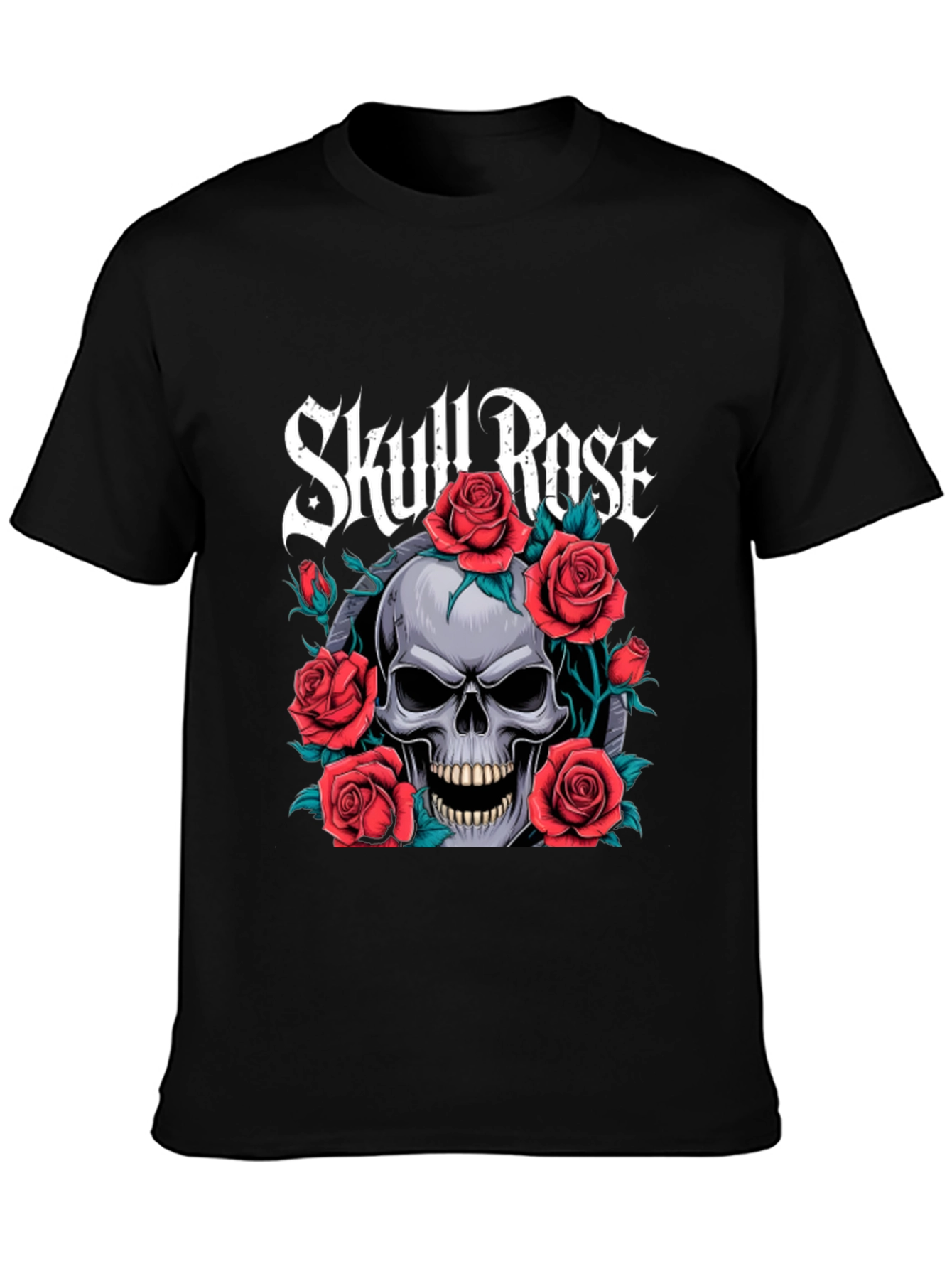 Skull & Roses Graphic Tee - Gothic Style T-Shirt