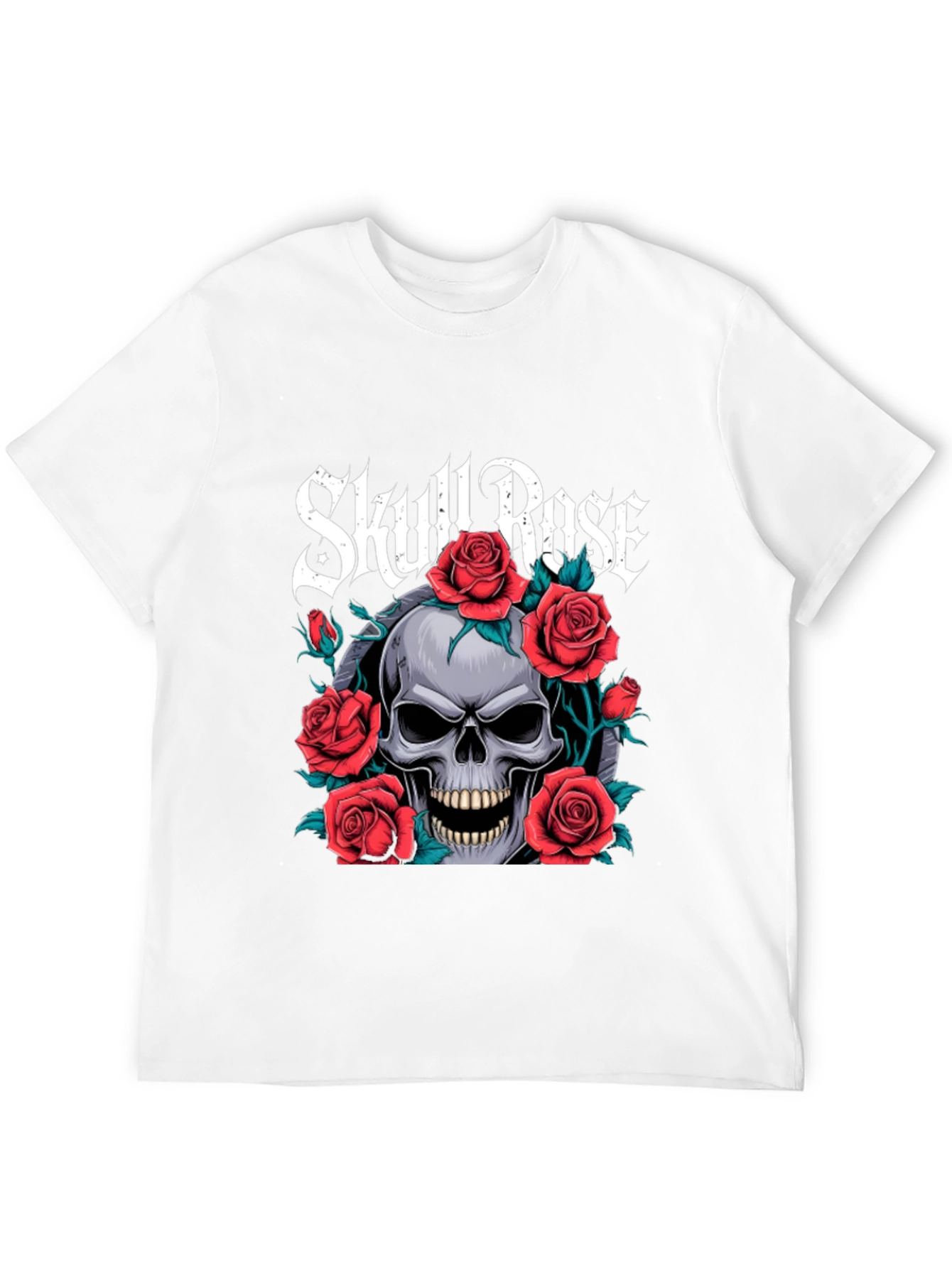 Skull & Roses Graphic Tee - Gothic Style T-Shirt