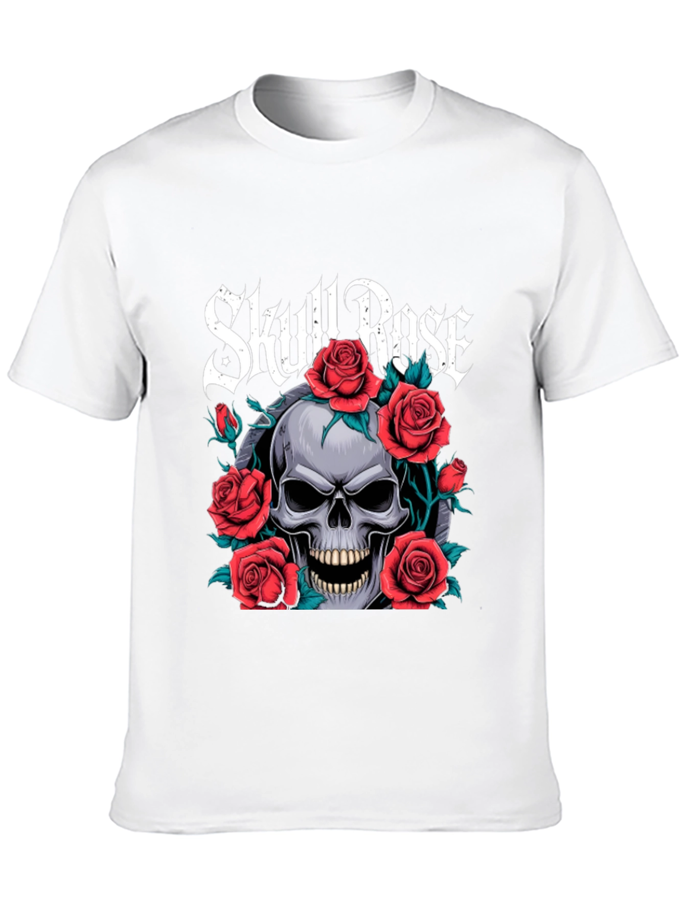 Skull & Roses Graphic Tee - Gothic Style T-Shirt