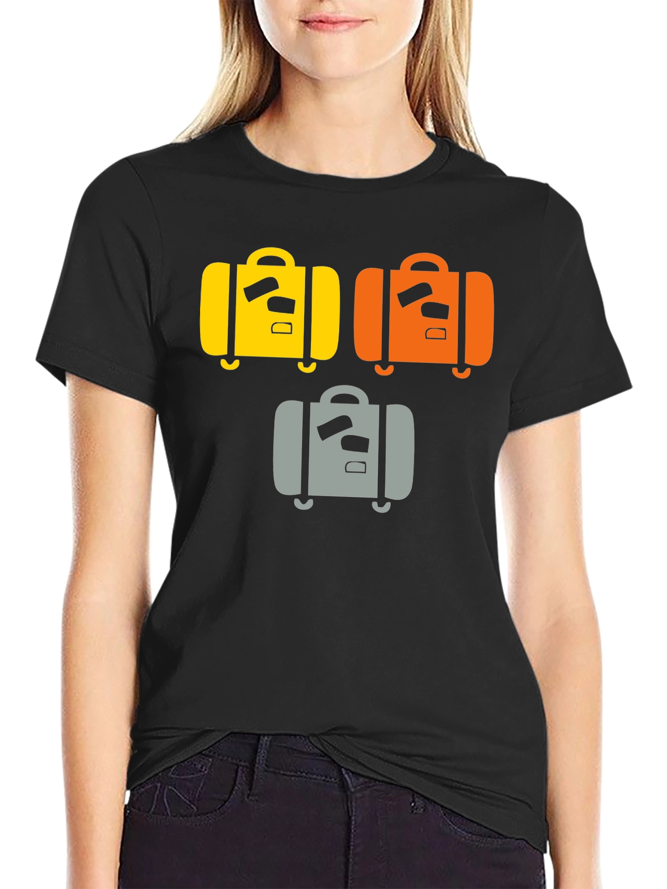 Suitcase Graphic Tee - Black Cotton T-Shirt