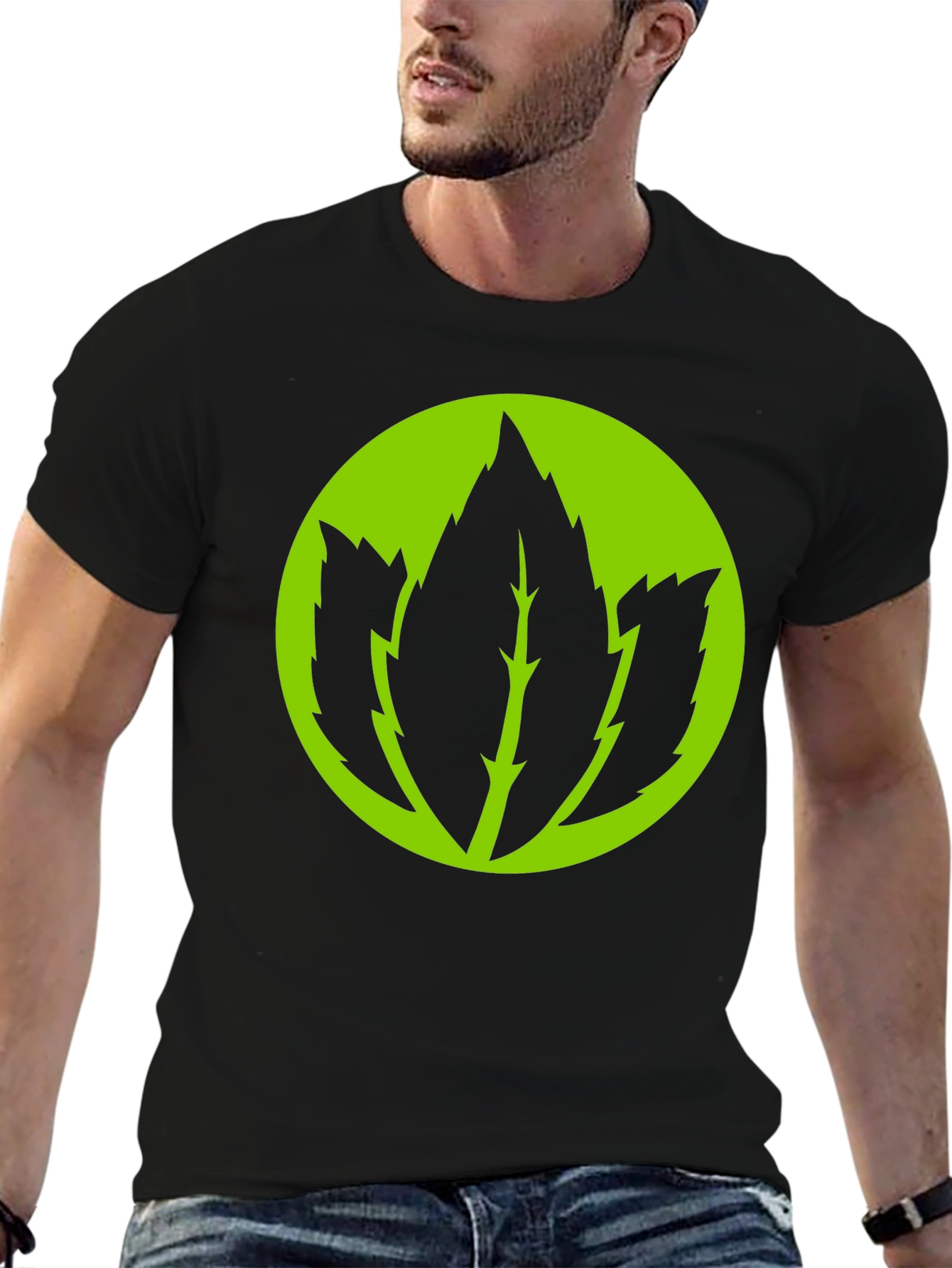 Leaf Logo Graphic Black T-Shirt