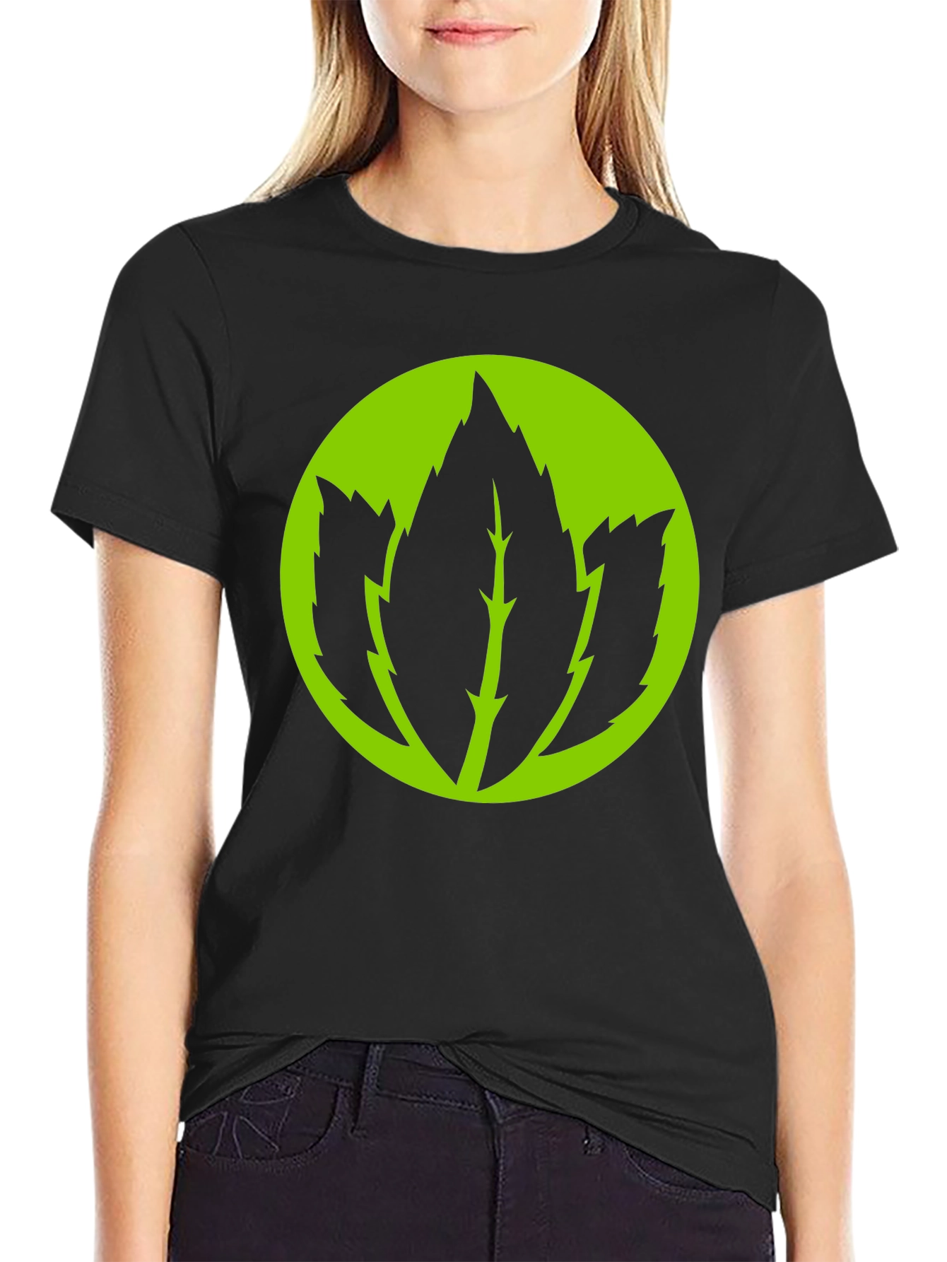 Leaf Logo Graphic Black T-Shirt