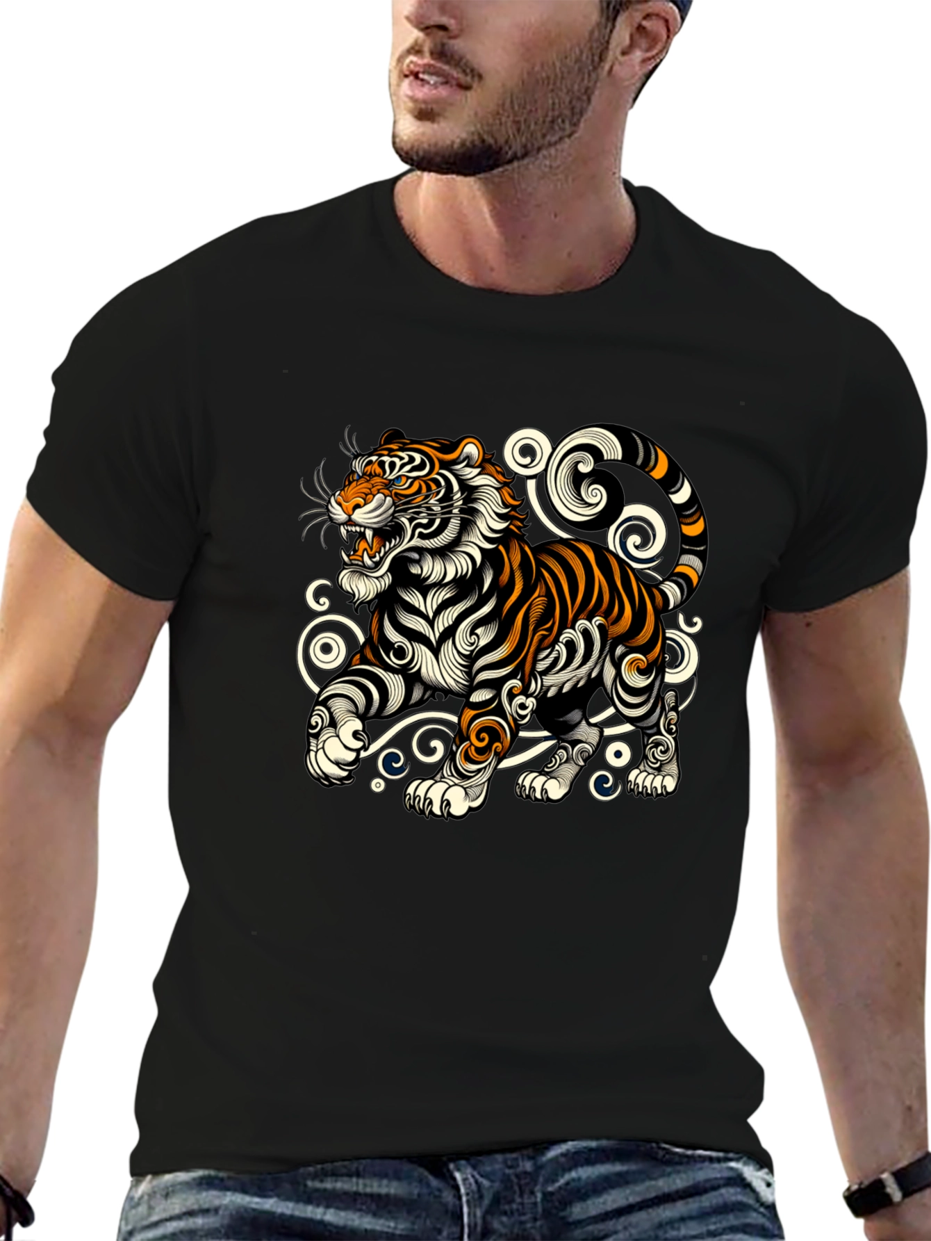 Tiger Graphic Tee - Stylish Black T-Shirt