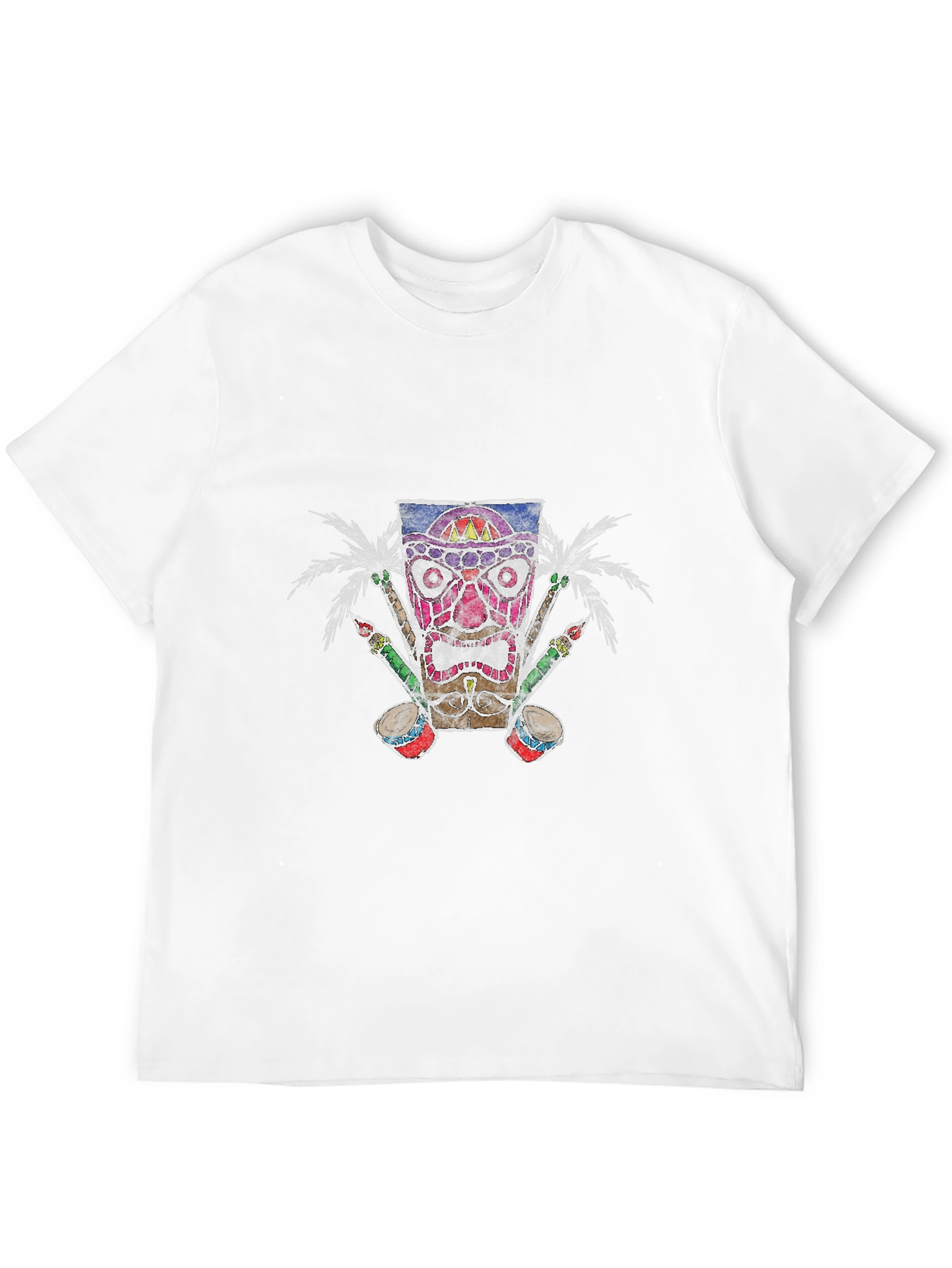 Tiki Mask Graphic Tee - Tropical Vibes