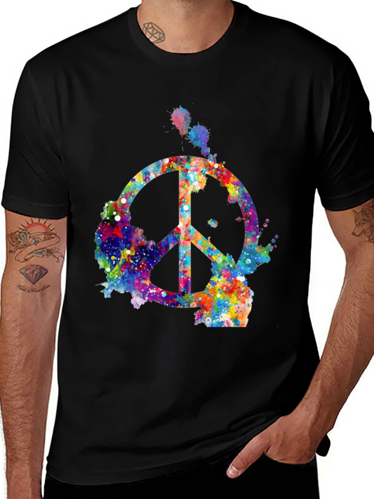 Colorful Peace Sign Graphic T-Shirt