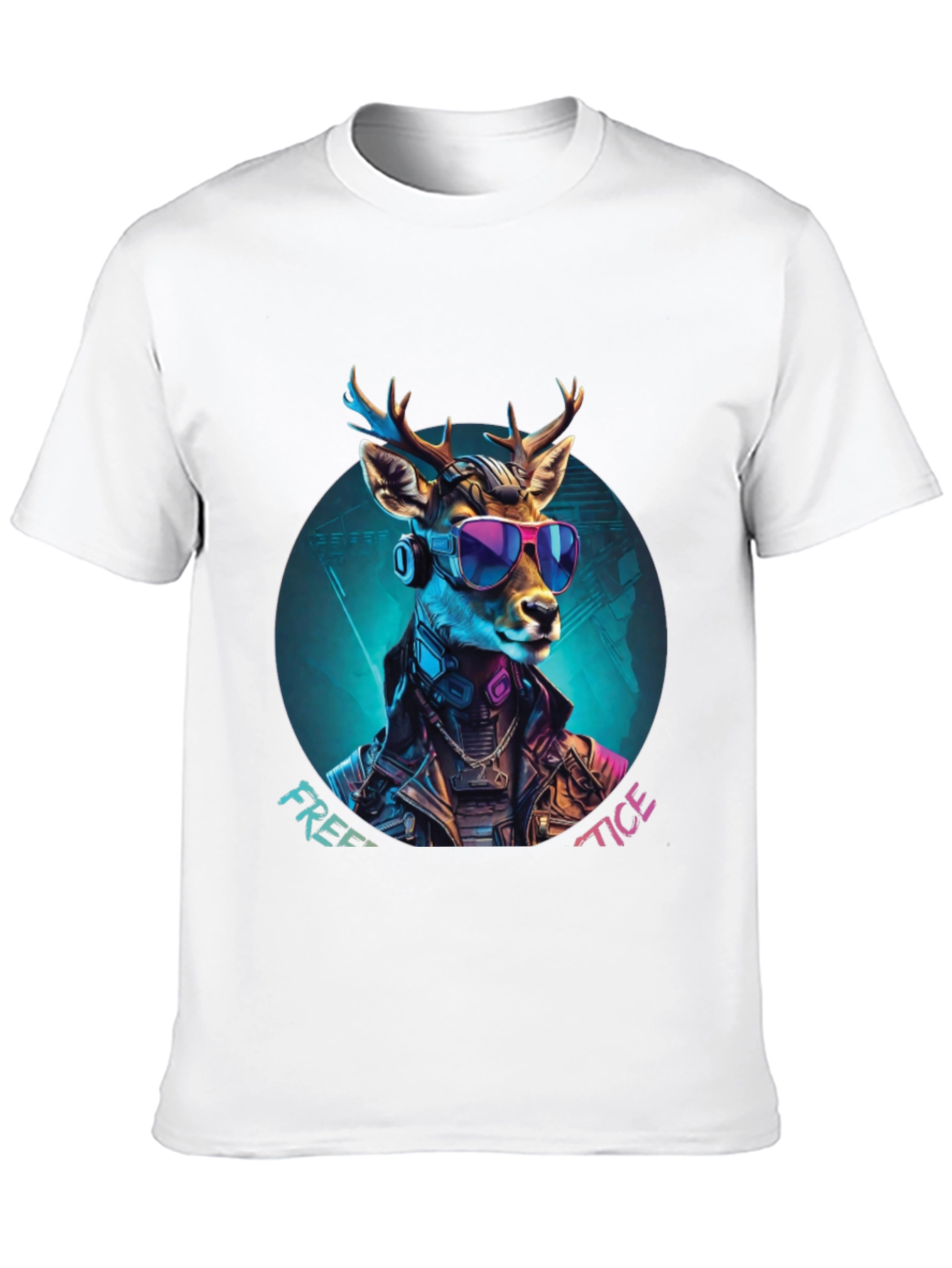 Cyberpunk Deer Graphic Tee - Free Tice