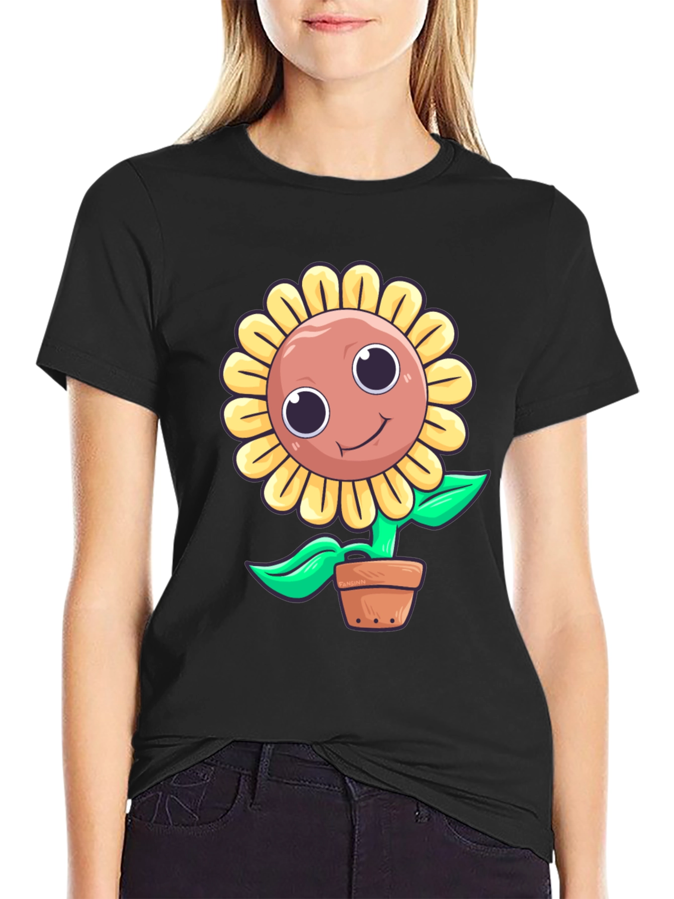 Cute Cartoon Sunflower T-Shirt