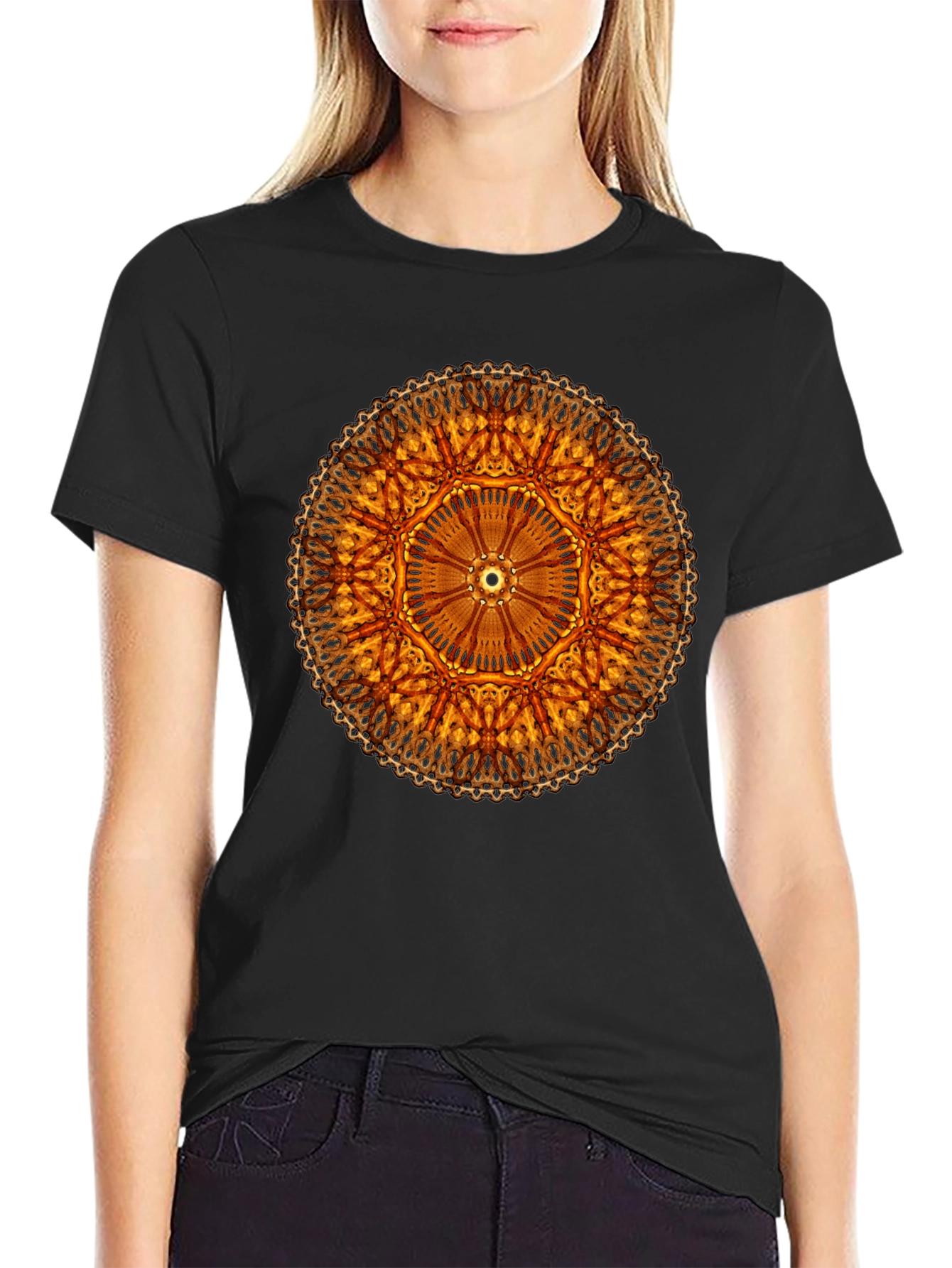 Golden Mandala Black T-Shirt
