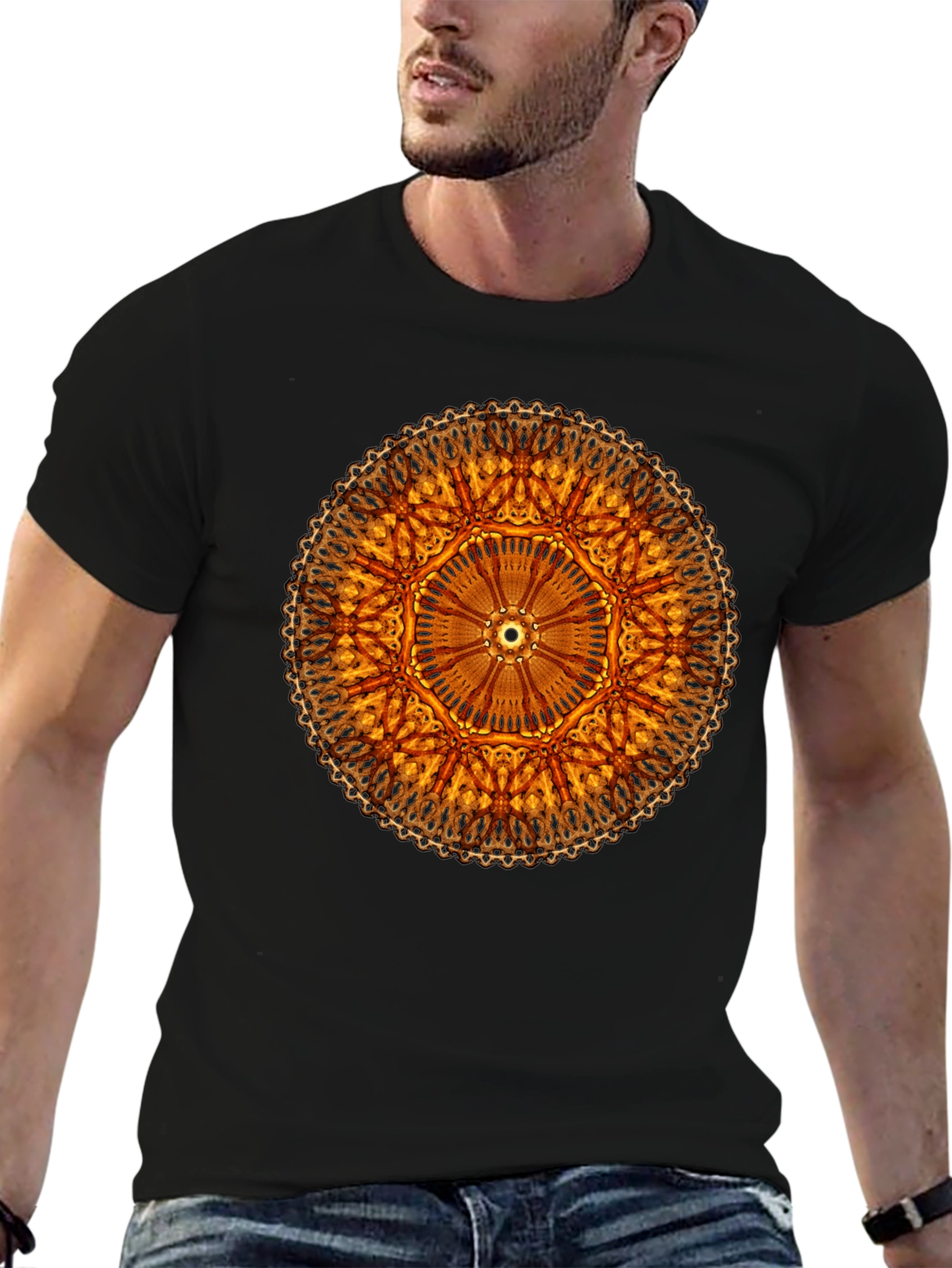 Golden Mandala Black T-Shirt