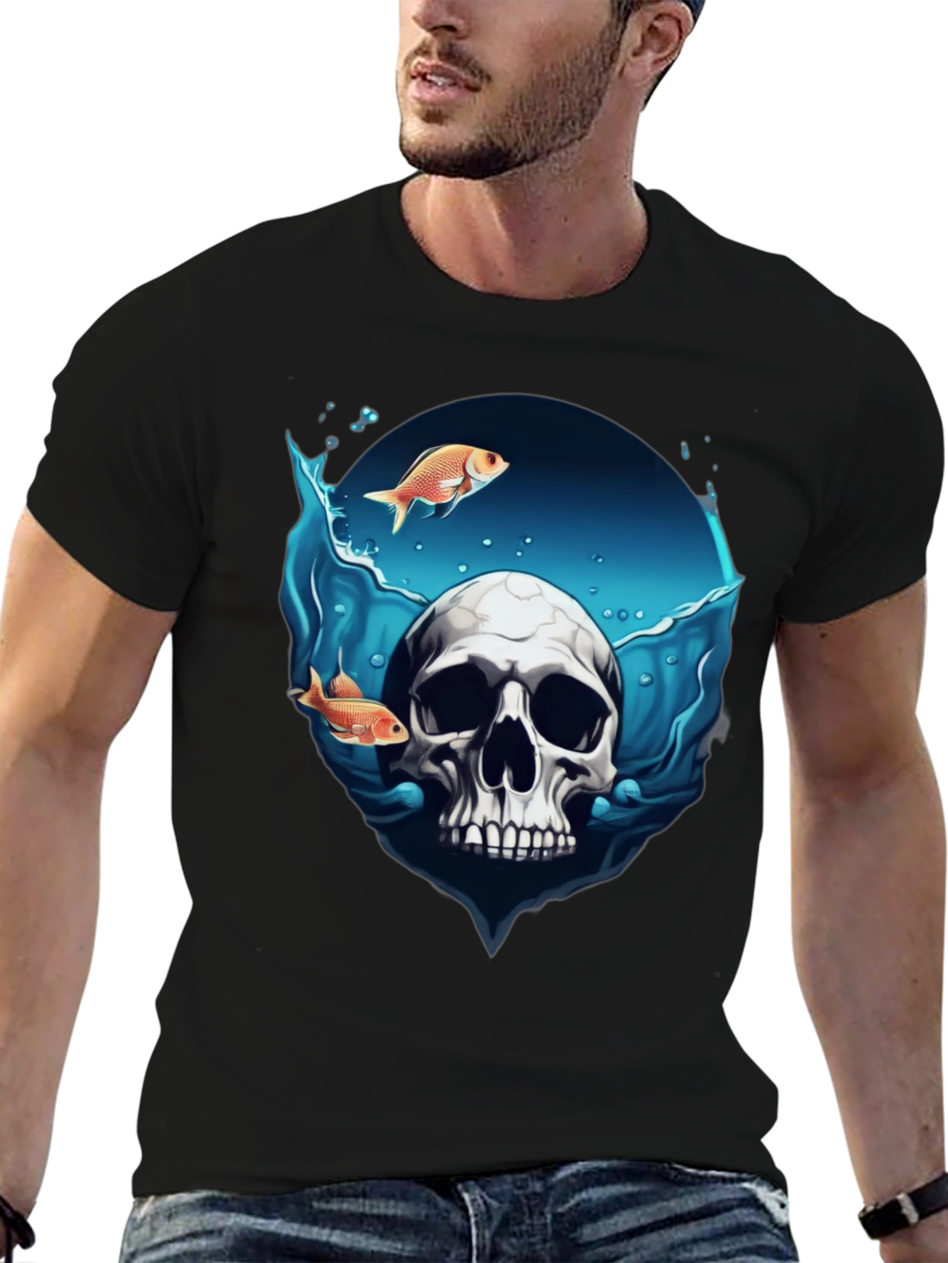 Skull & Fish Graphic T-Shirt