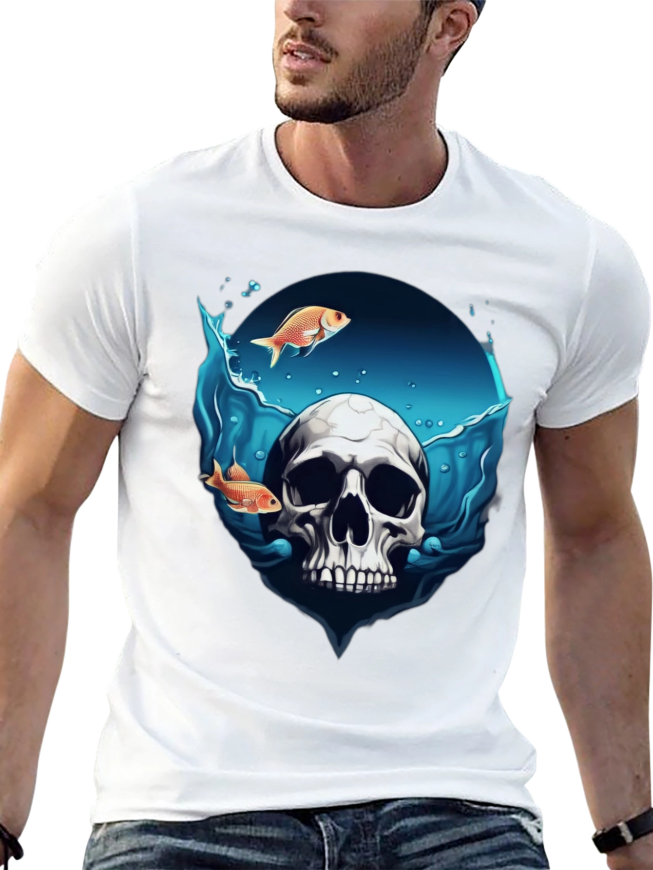 Skull & Fish Graphic T-Shirt