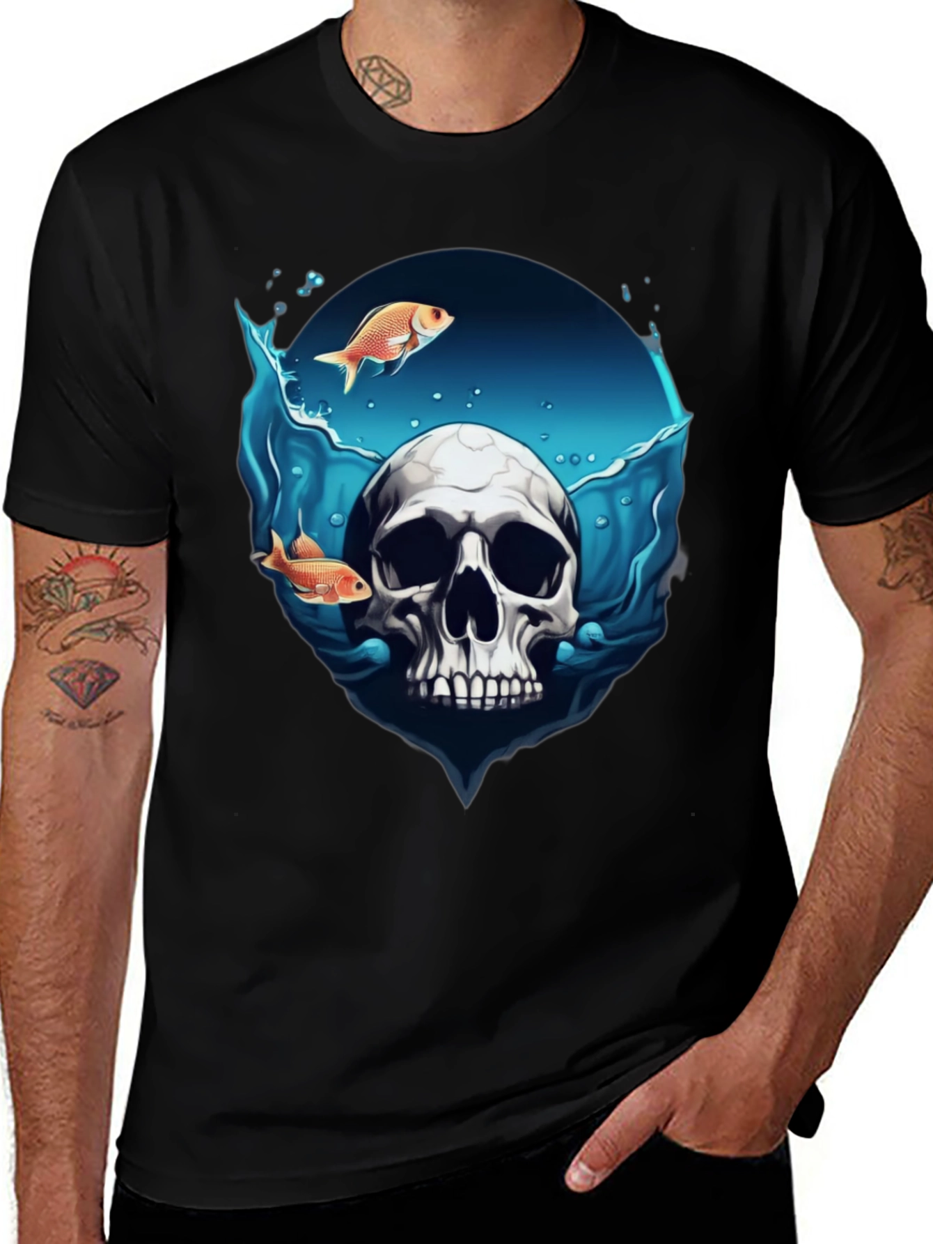 Skull & Fish Graphic T-Shirt