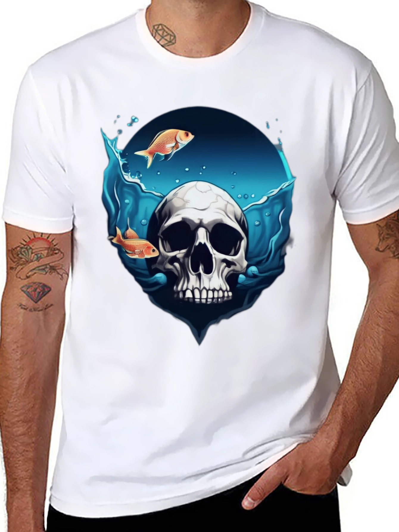 Skull & Fish Graphic T-Shirt