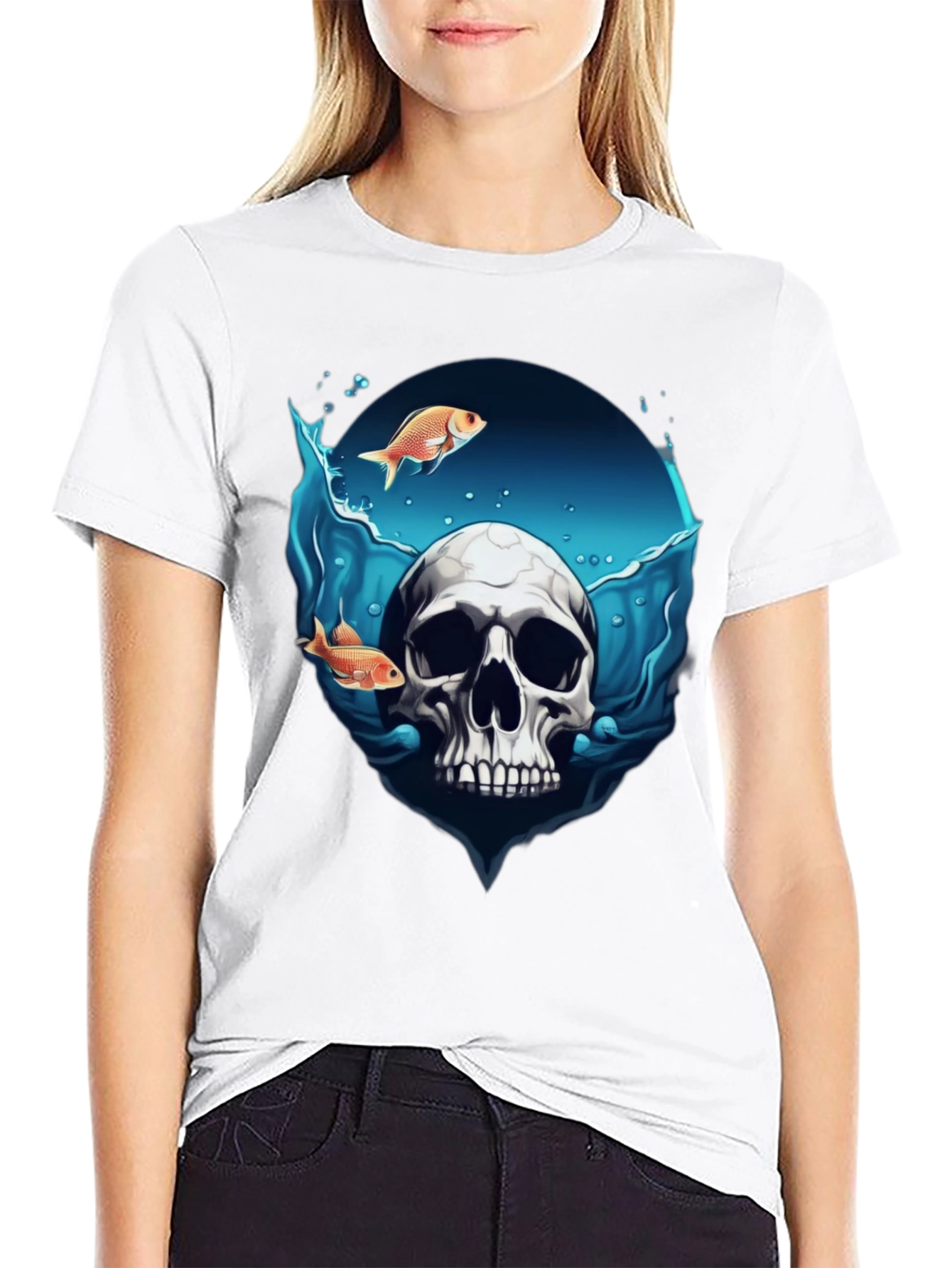 Skull & Fish Graphic T-Shirt