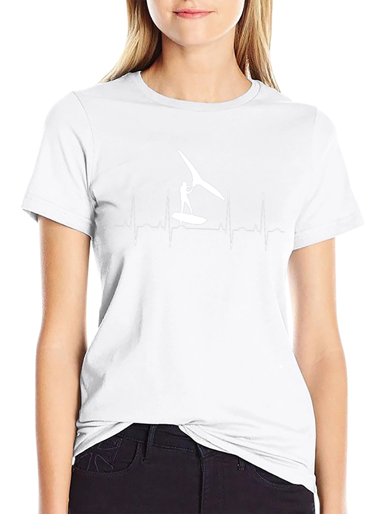 Windsurfing Heartbeat T-Shirt - Black