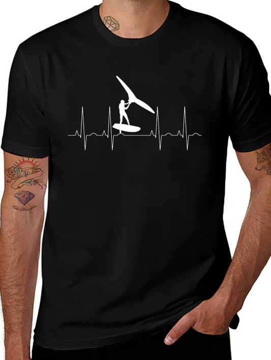 Windsurfing Heartbeat T-Shirt - Black