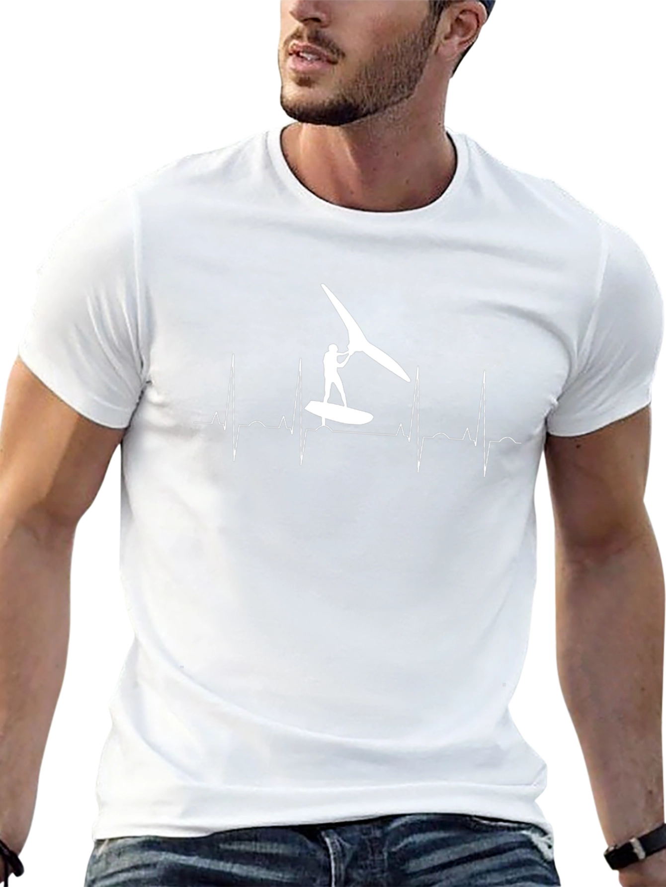 Windsurfing Heartbeat T-Shirt - Black