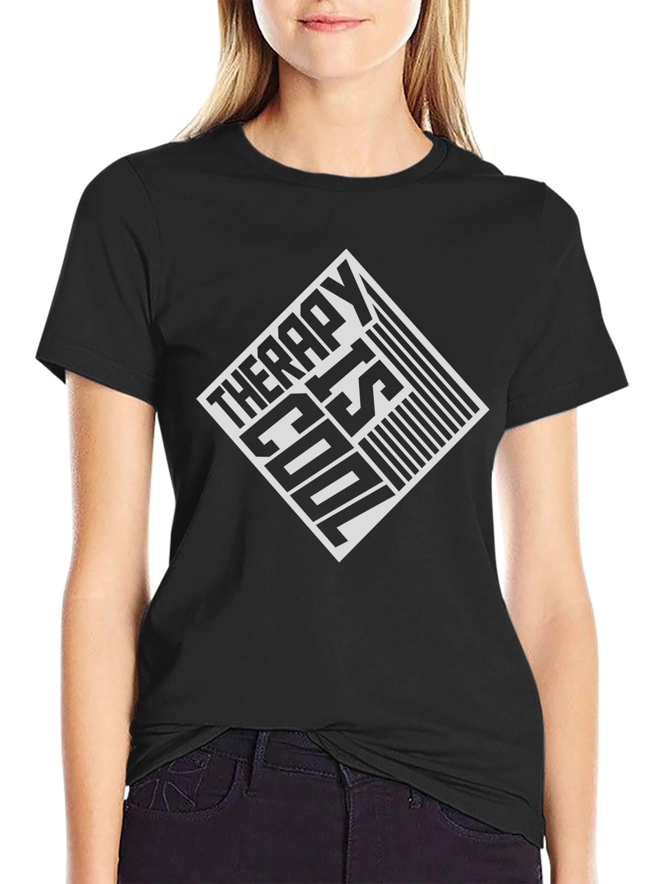 Therapy Is Cool Graphic Tee - Mens Black T-Shirt