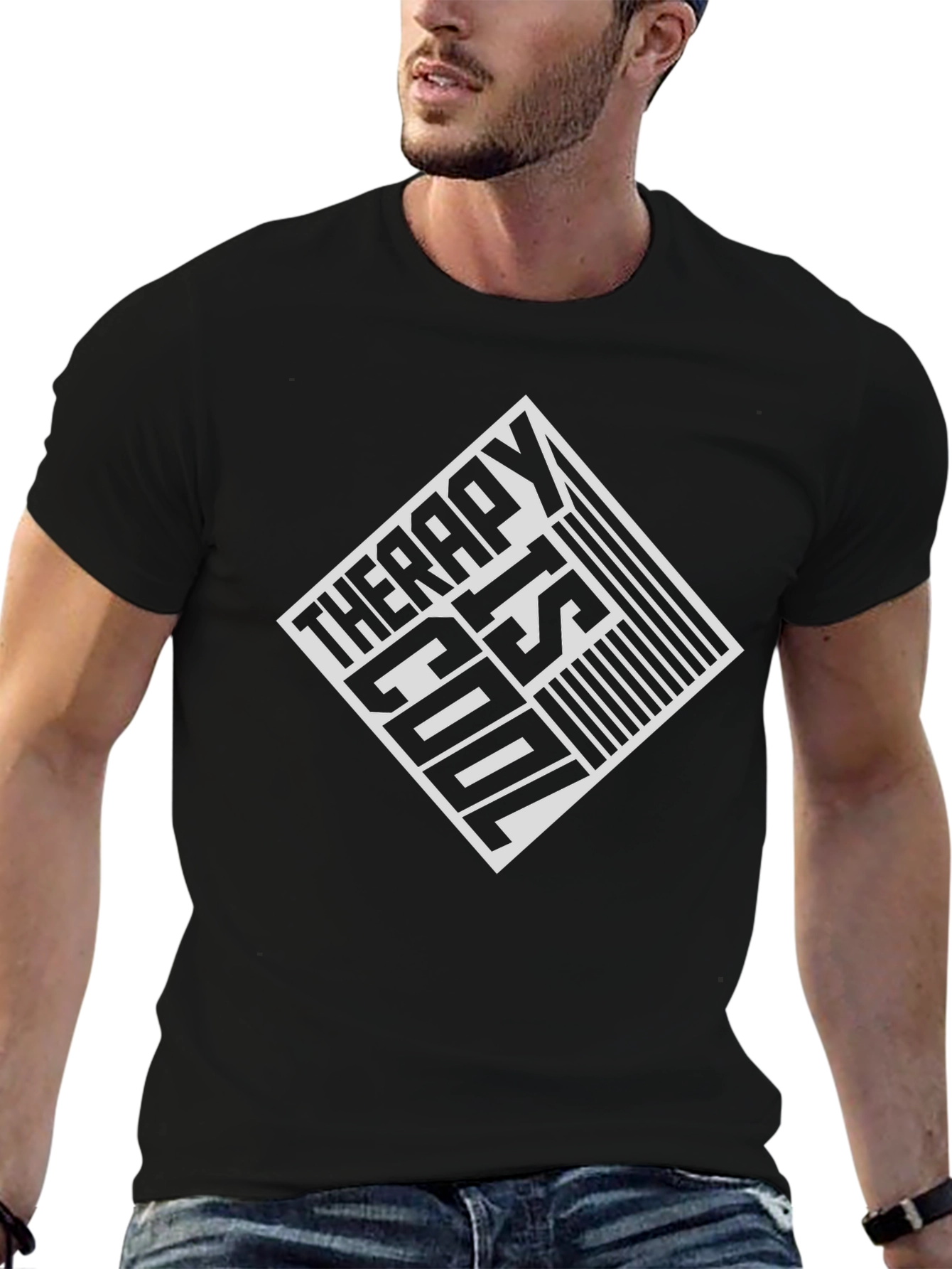 Therapy Is Cool Graphic Tee - Mens Black T-Shirt