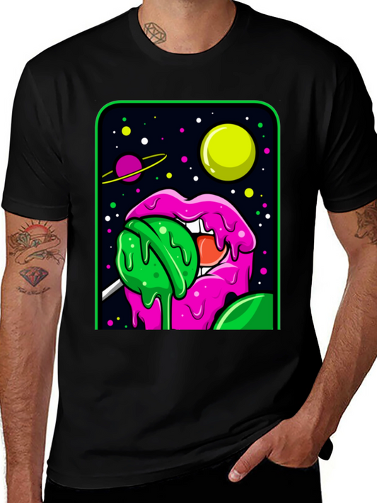 Space Lips Lollipop Graphic T-Shirt