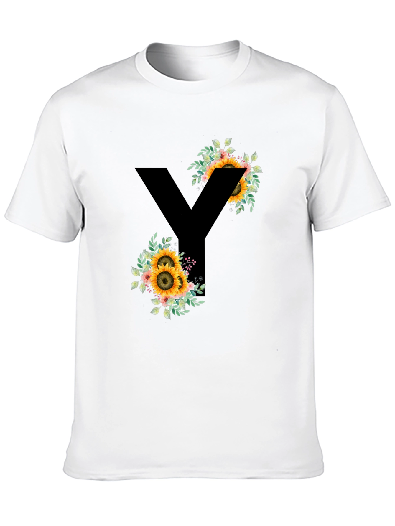 Floral Letter Y T-Shirt - Stylish Initial Tee