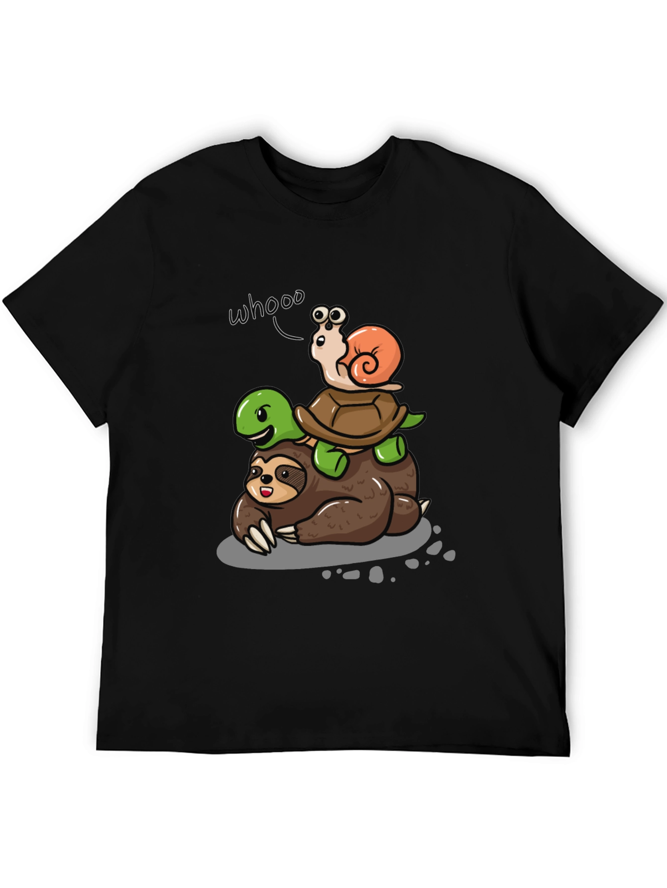 Animal Stack Tee: Sloth Turtle Snail Cartoon T-Shirt