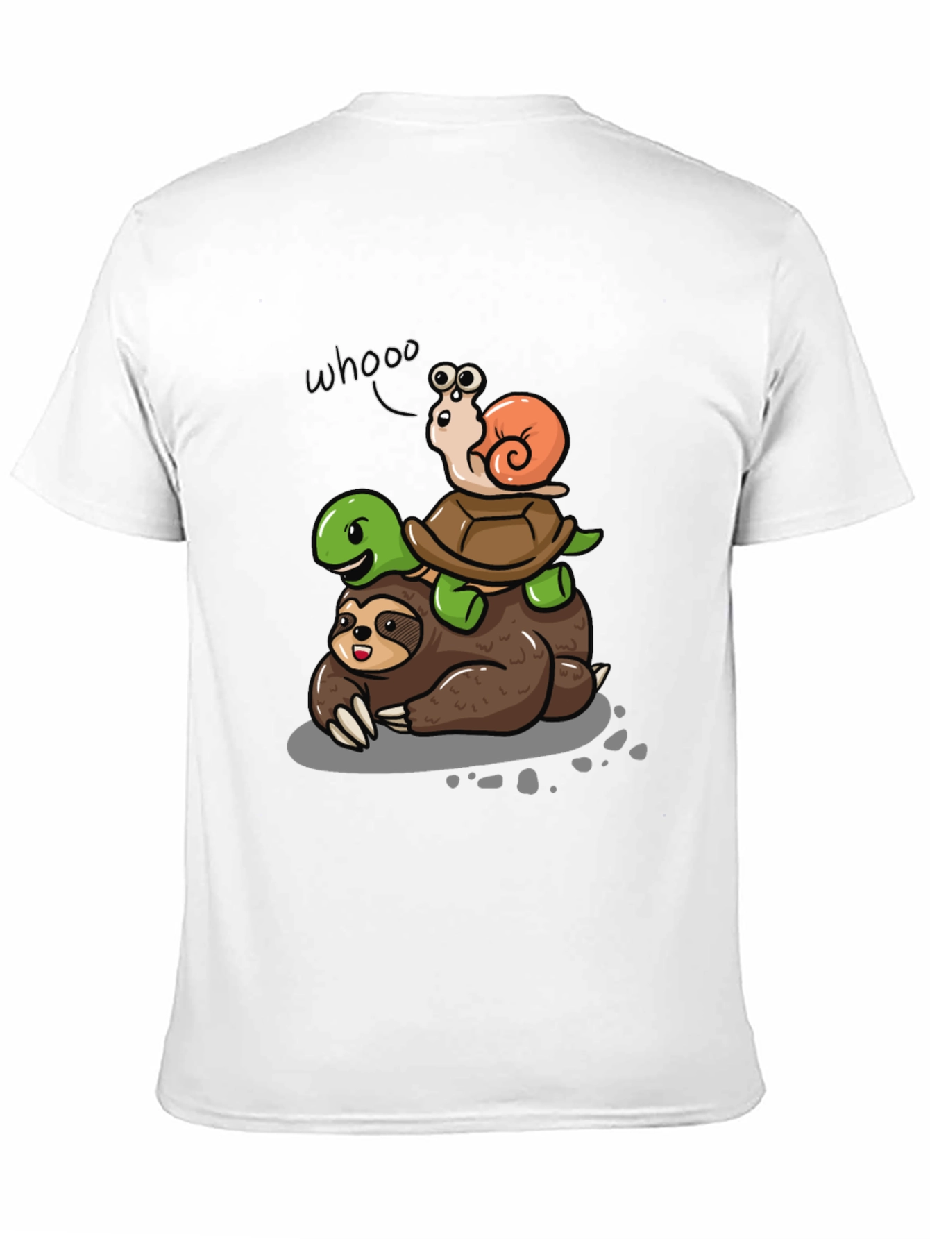 Animal Stack Tee: Sloth Turtle Snail Cartoon T-Shirt