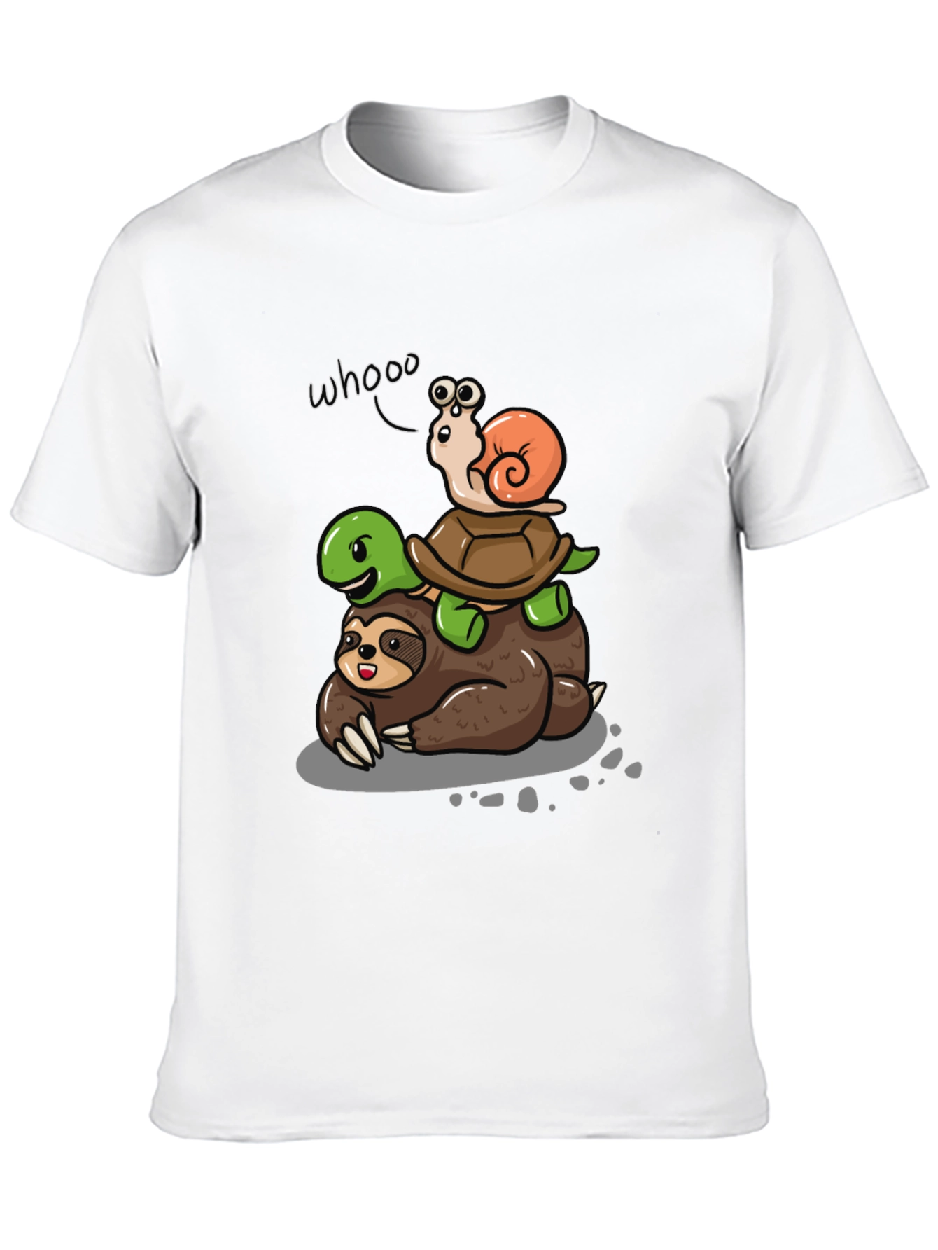 Animal Stack Tee: Sloth Turtle Snail Cartoon T-Shirt