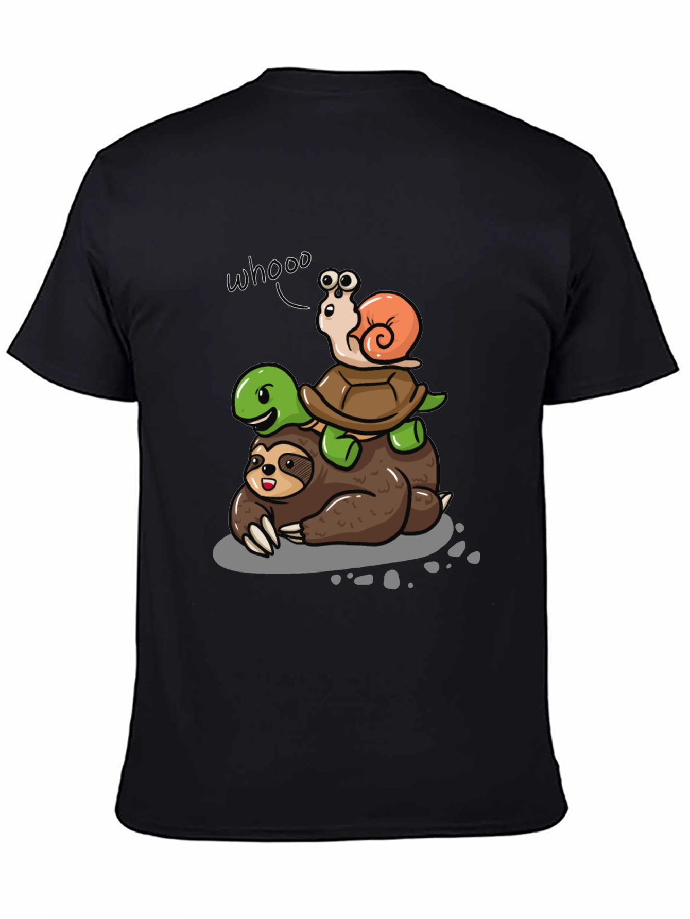 Animal Stack Tee: Sloth Turtle Snail Cartoon T-Shirt