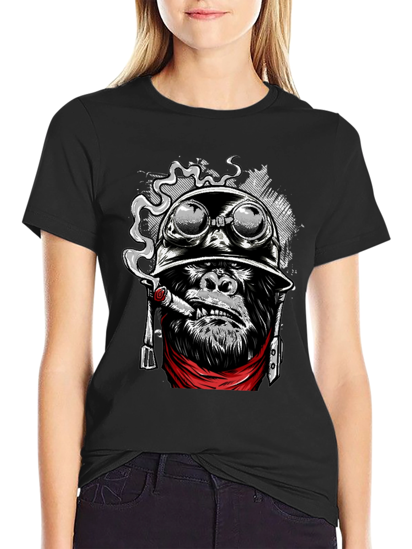 Cool Gorilla Aviator Helmet Cigar T-Shirt