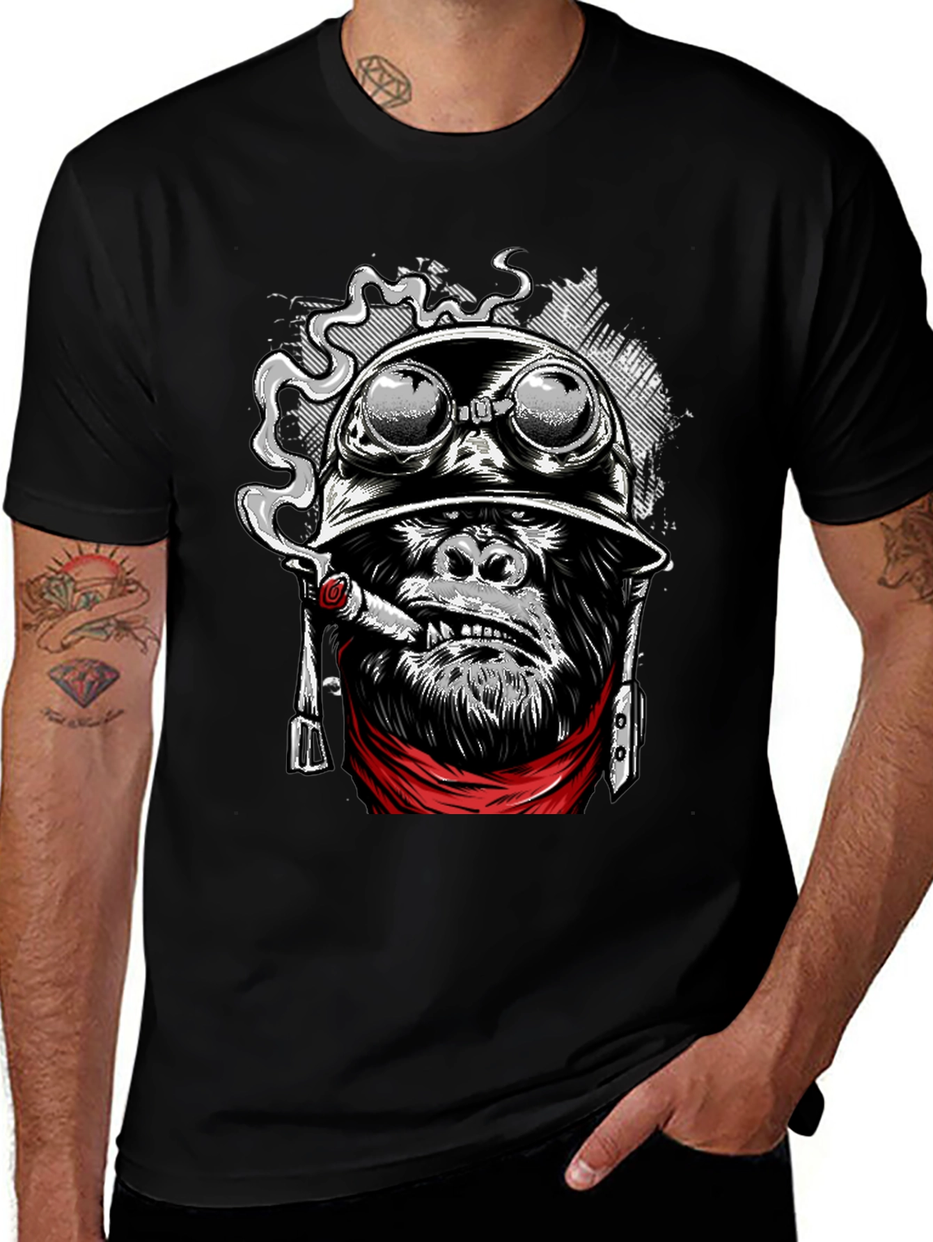 Cool Gorilla Aviator Helmet Cigar T-Shirt