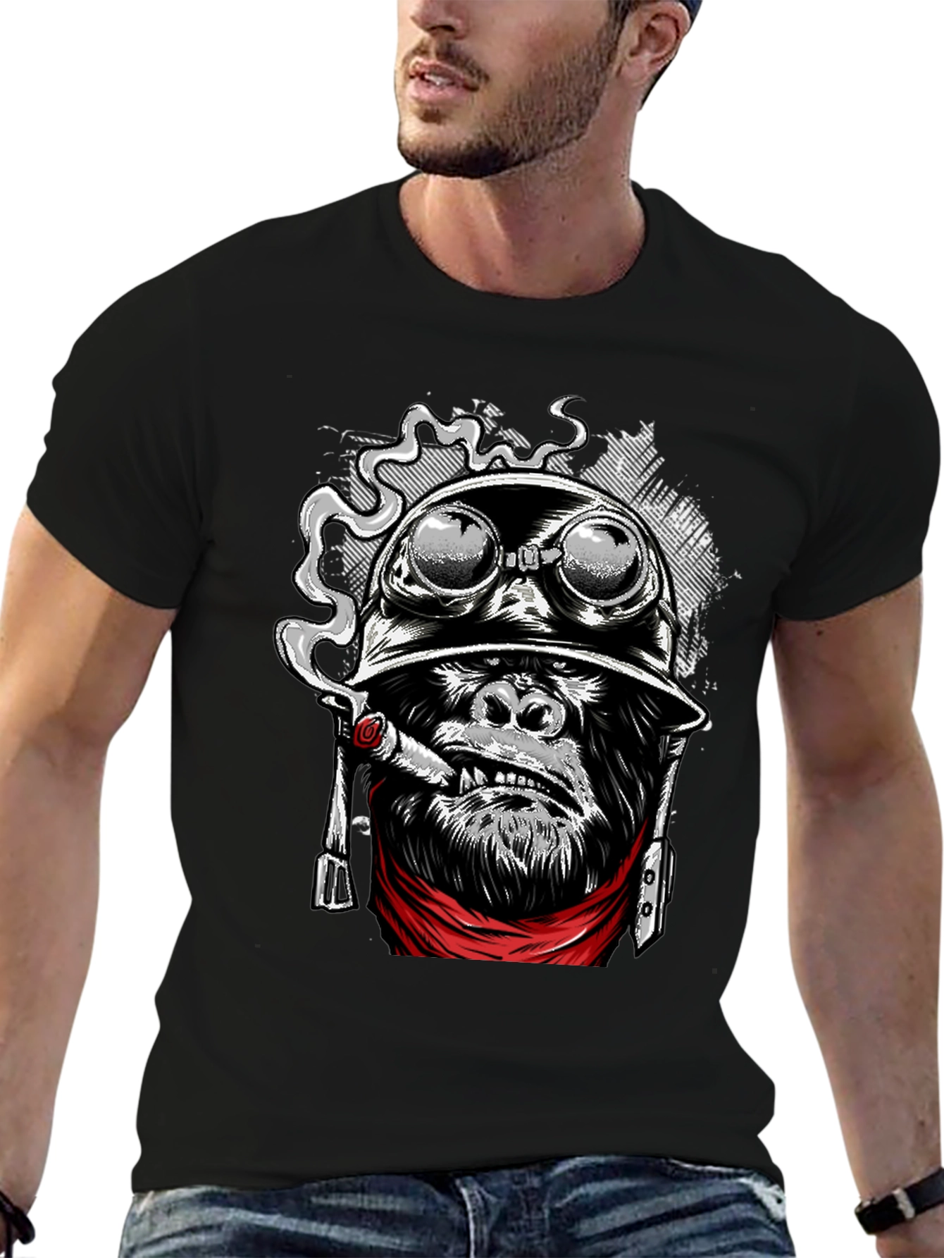 Cool Gorilla Aviator Helmet Cigar T-Shirt