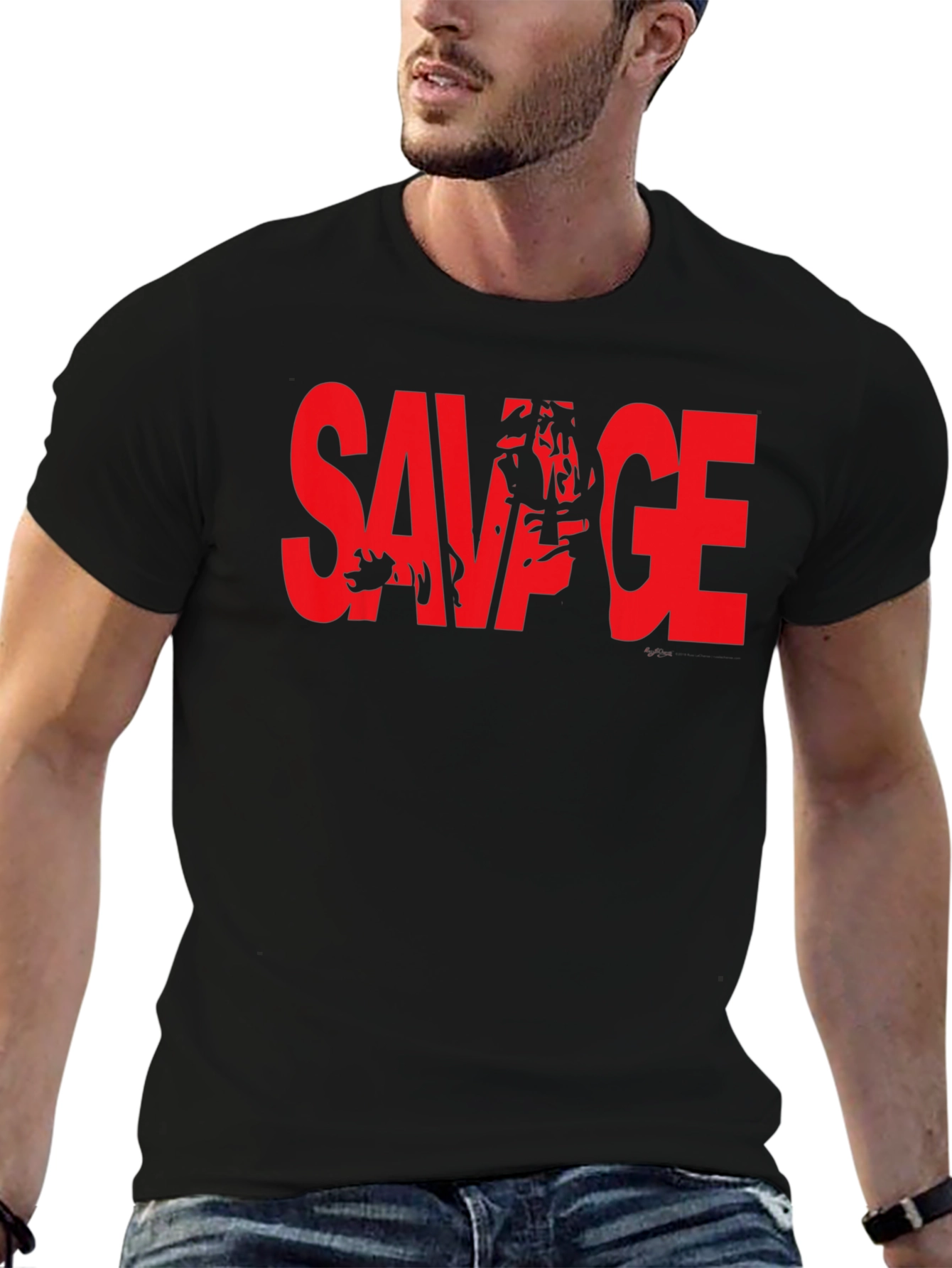 Savage Graphic Tee - Bold Red Print