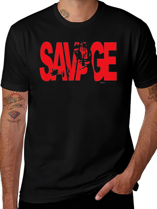 Savage Graphic Tee - Bold Red Print