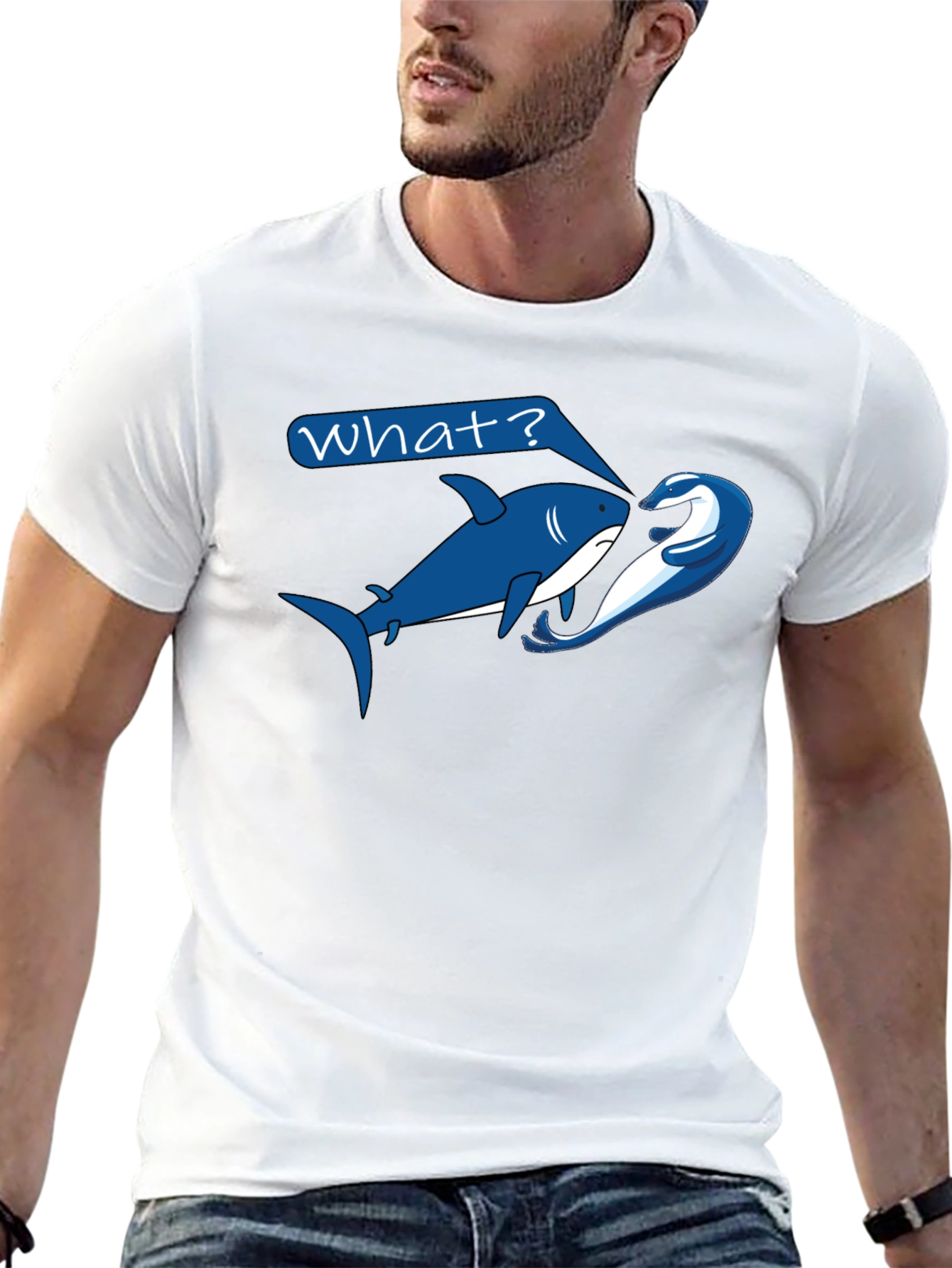 Shark & Dolphin Graphic T-Shirt - What? Design