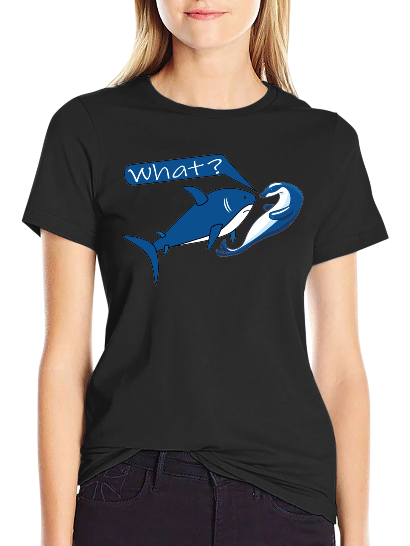 Shark & Dolphin Graphic T-Shirt - What? Design