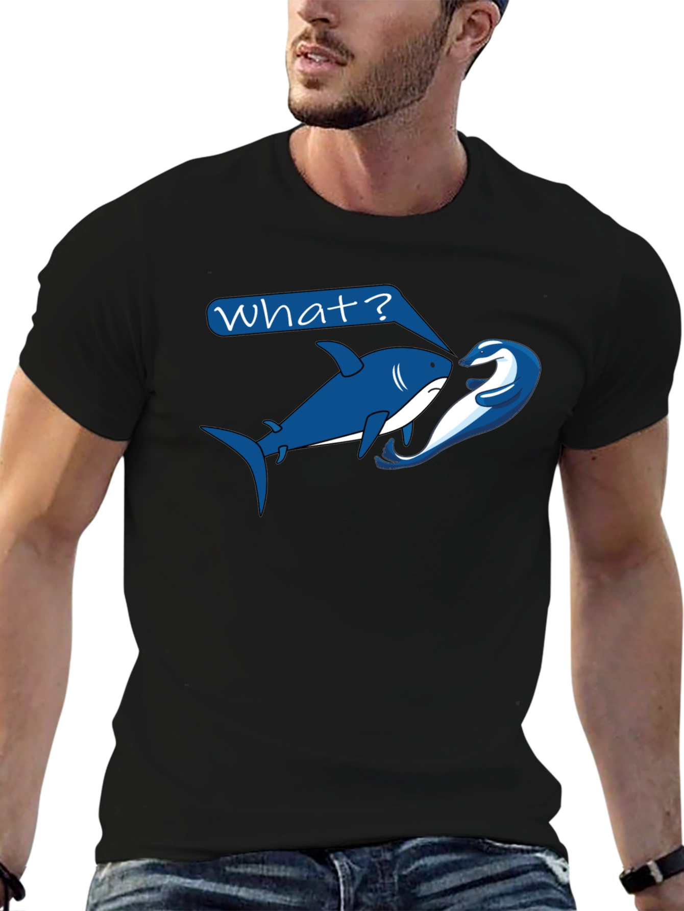 Shark & Dolphin Graphic T-Shirt - What? Design