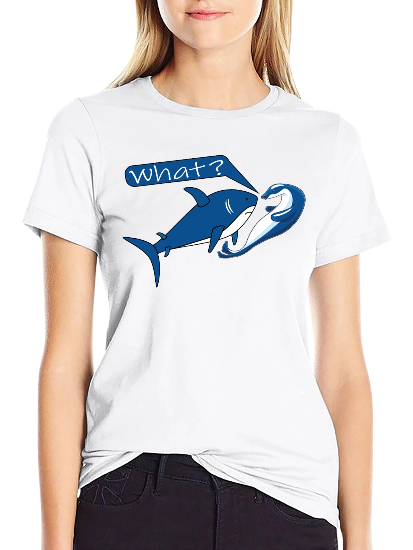 Shark & Dolphin Graphic T-Shirt - What? Design