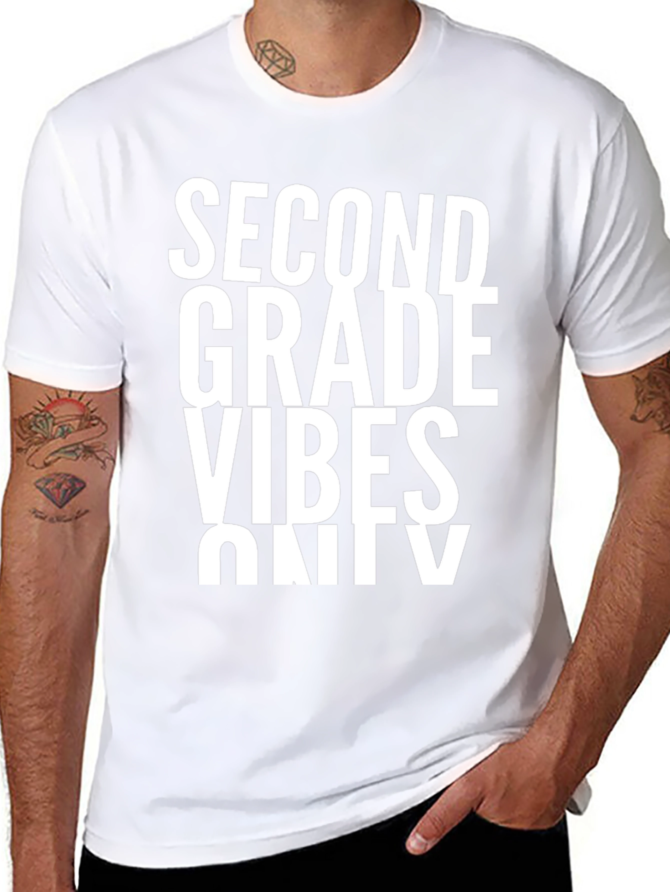 Second Grade Vibes Only Black Graphic Tee