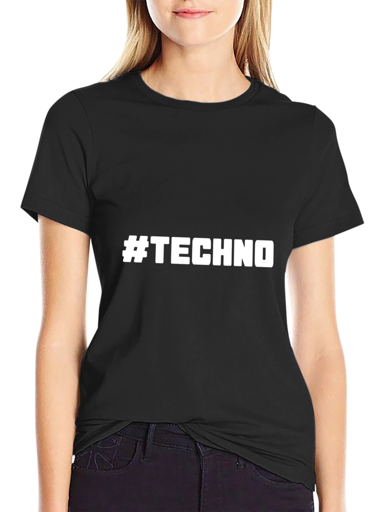 #TECHNO Graphic T-Shirt - Stylish Black Tee
