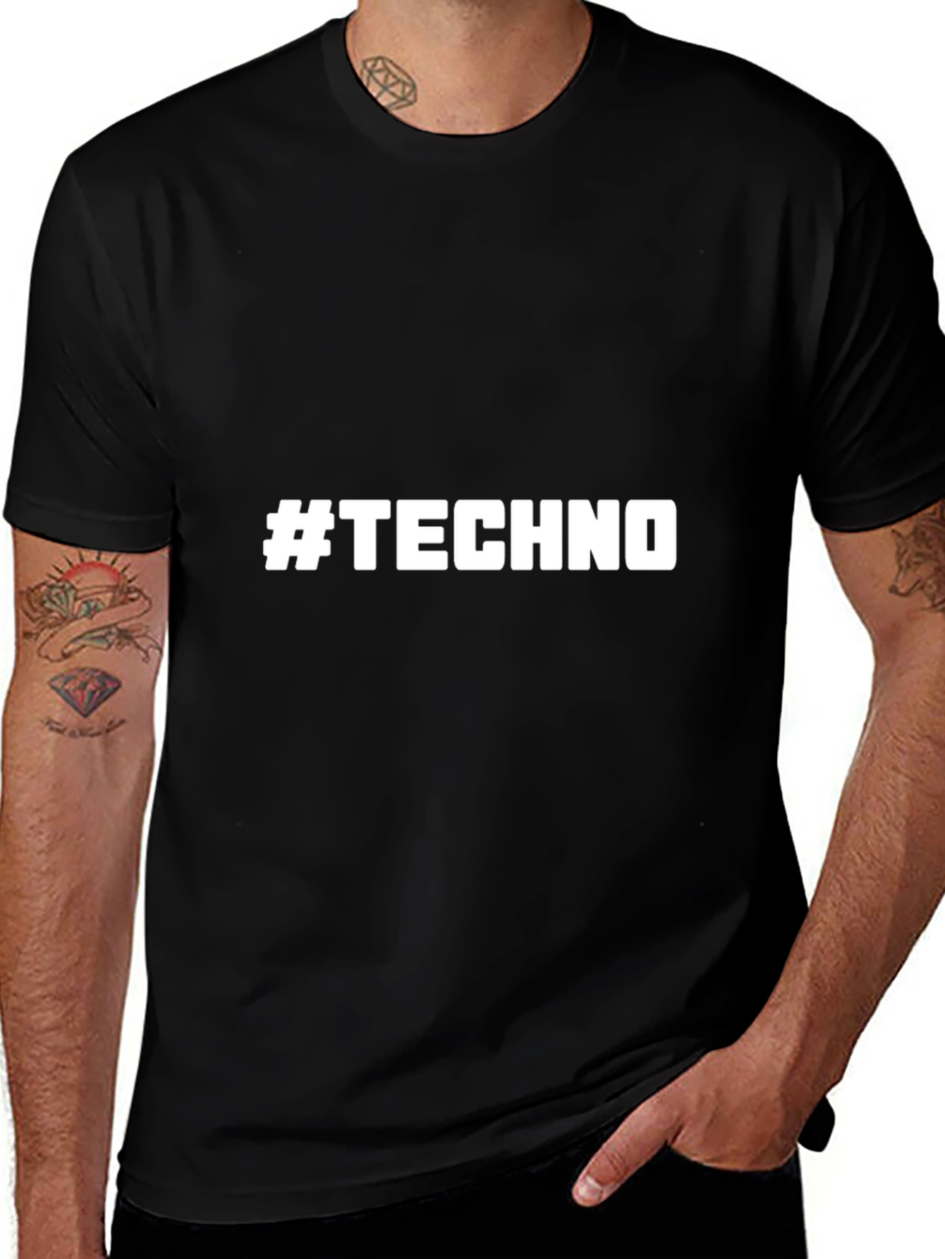 #TECHNO Graphic T-Shirt - Stylish Black Tee