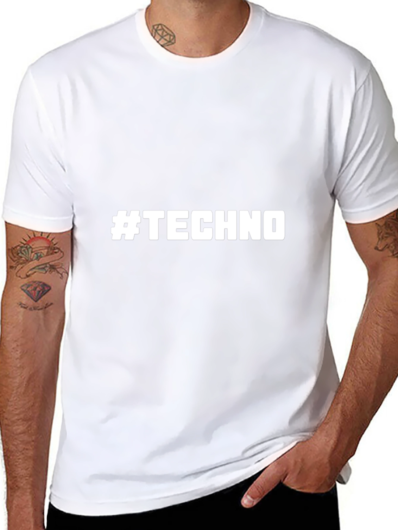 #TECHNO Graphic T-Shirt - Stylish Black Tee