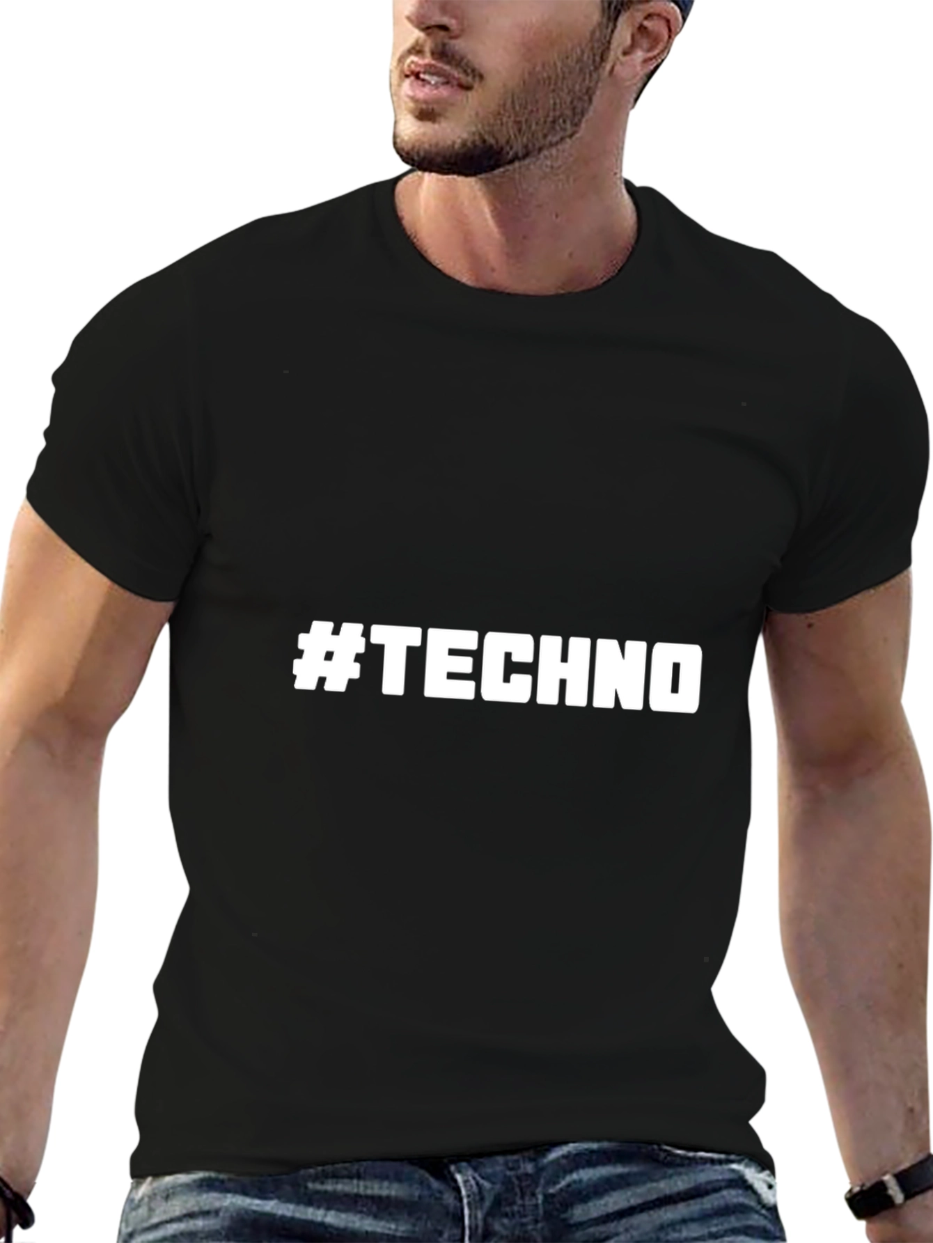 #TECHNO Graphic T-Shirt - Stylish Black Tee