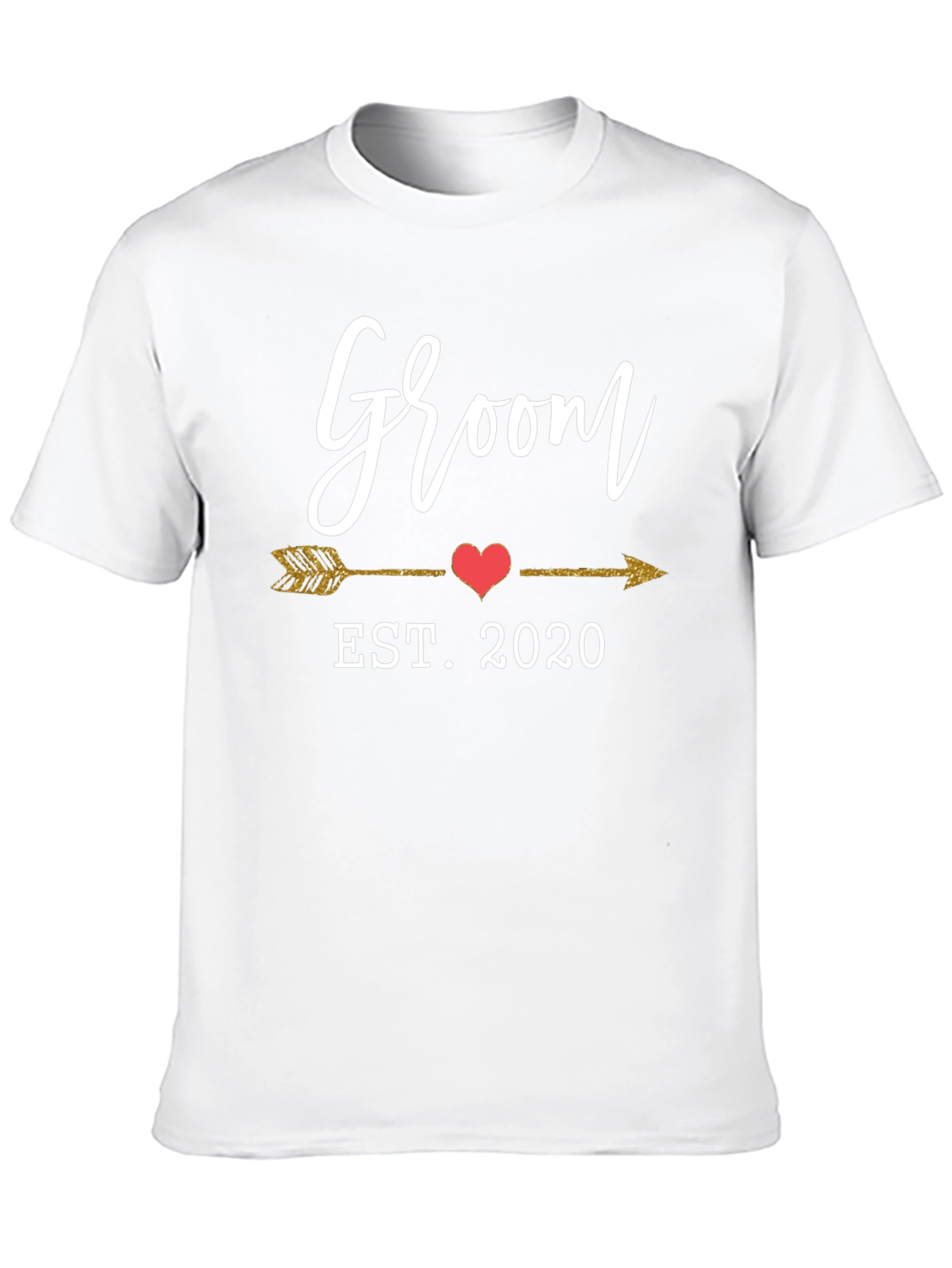 Groom EST. 2020 Arrow Heart Graphic Tee - Black