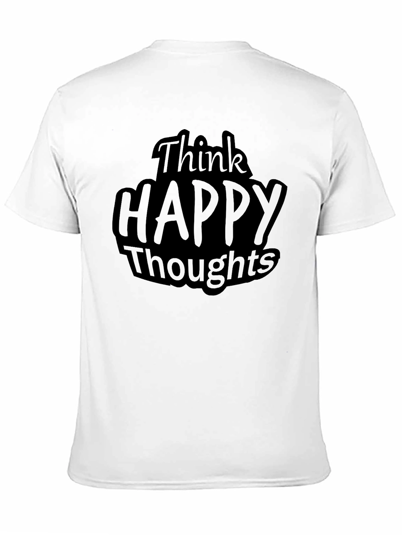 Think Happy Thoughts T-Shirt - Black Crew Neck