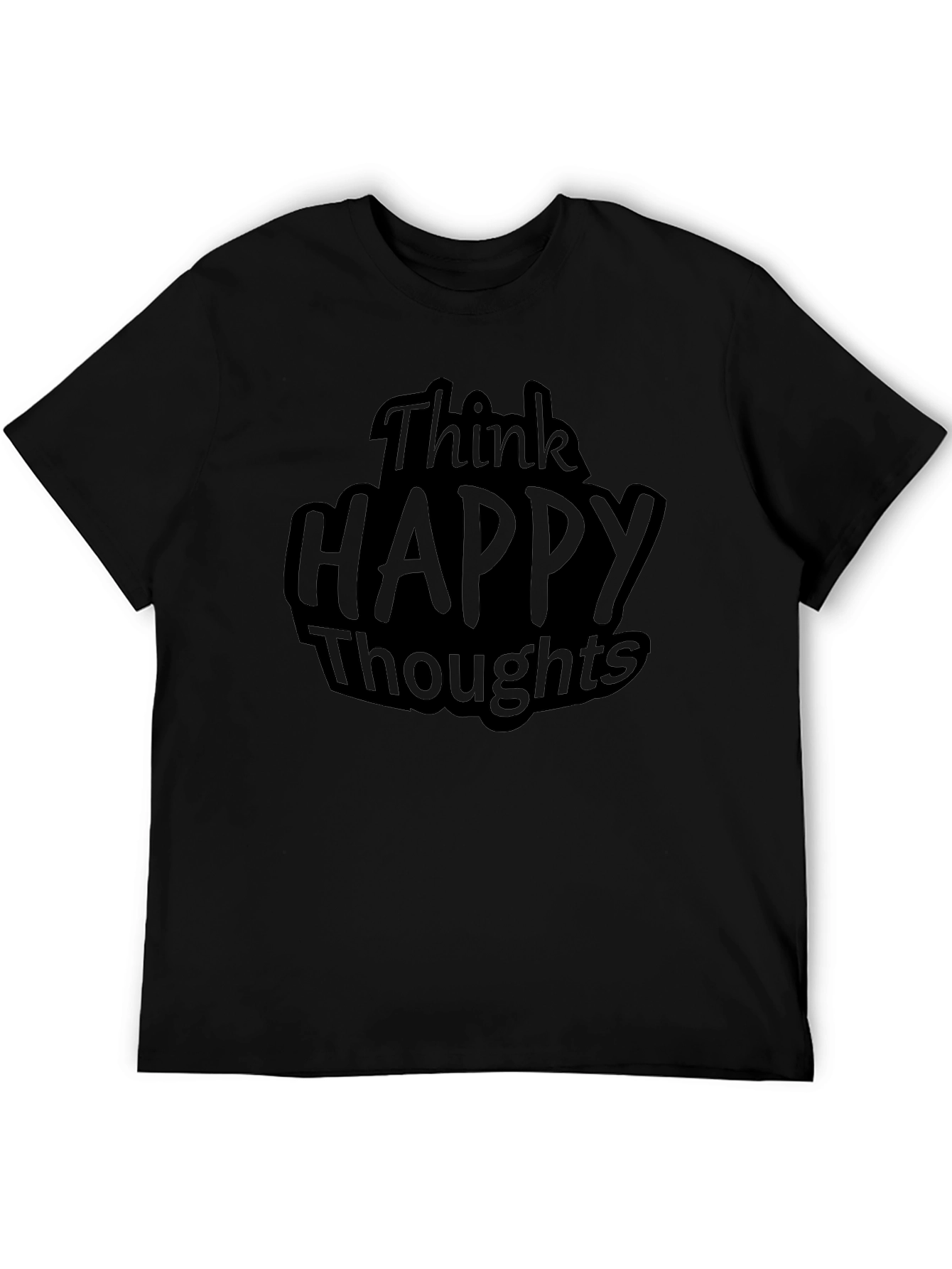 Think Happy Thoughts T-Shirt - Black Crew Neck