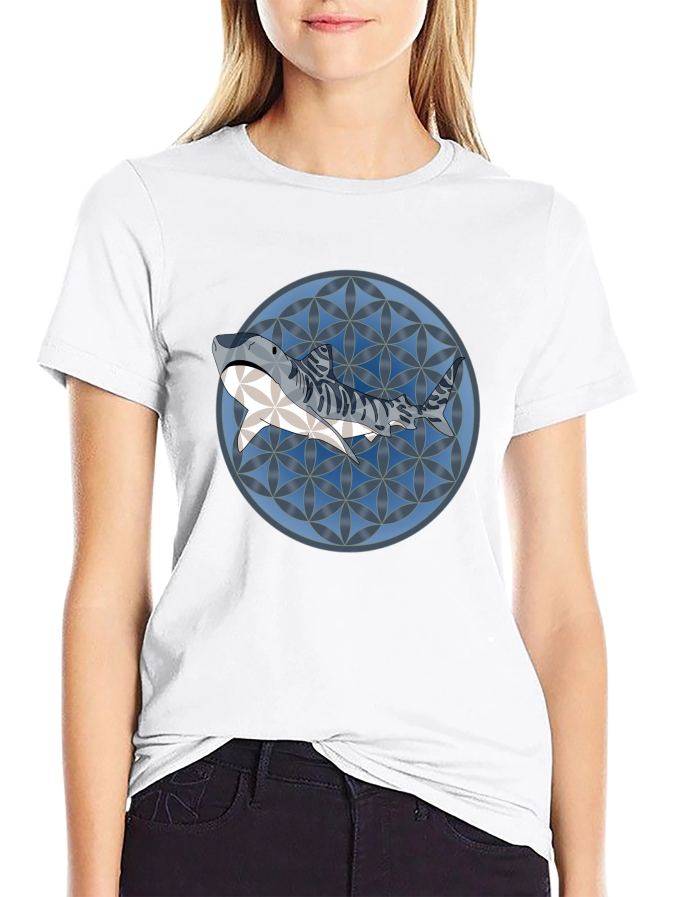 Shark Pattern Graphic T-Shirt - Stylish Mens Tee