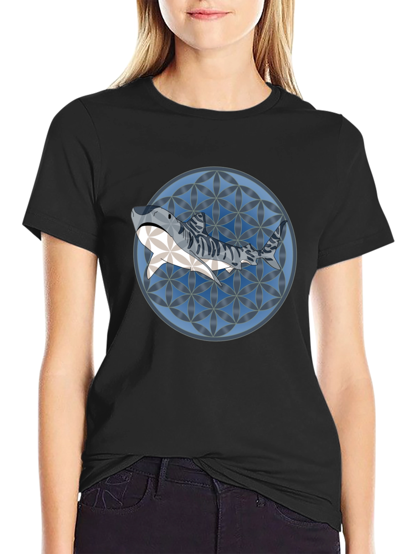 Shark Pattern Graphic T-Shirt - Stylish Mens Tee