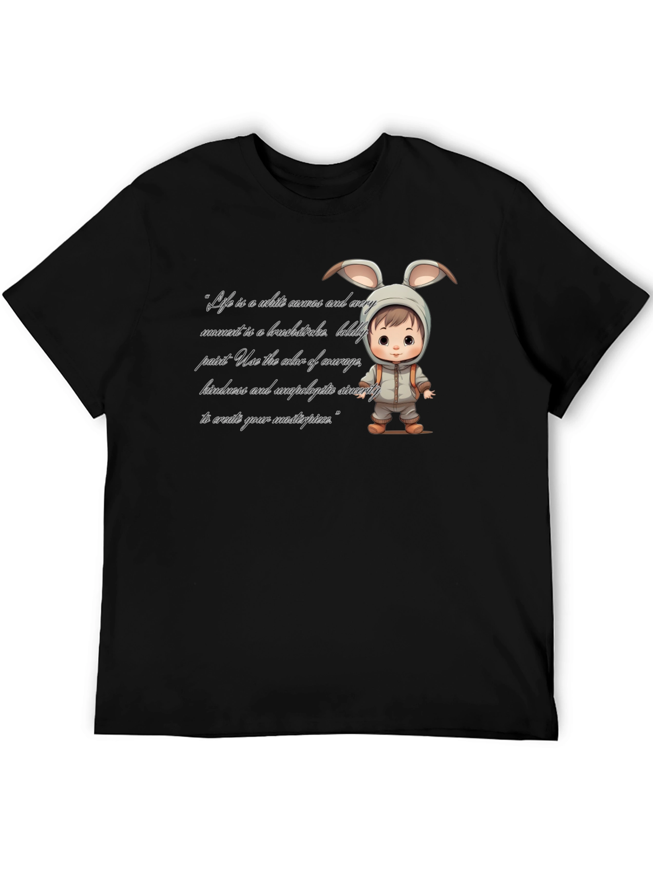 Cute Bunny Baby Art Black T-Shirt