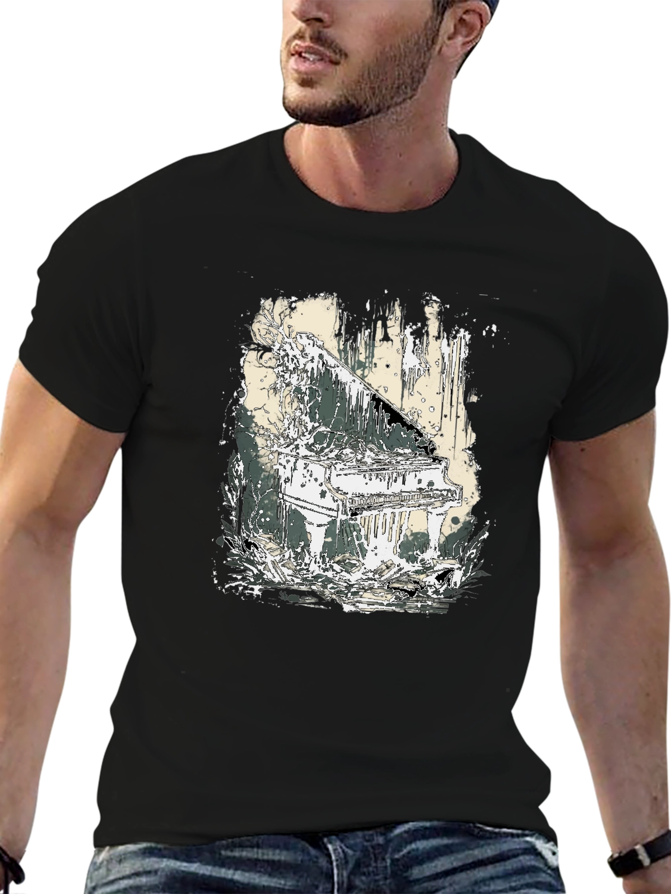 Piano Art Black T-Shirt
